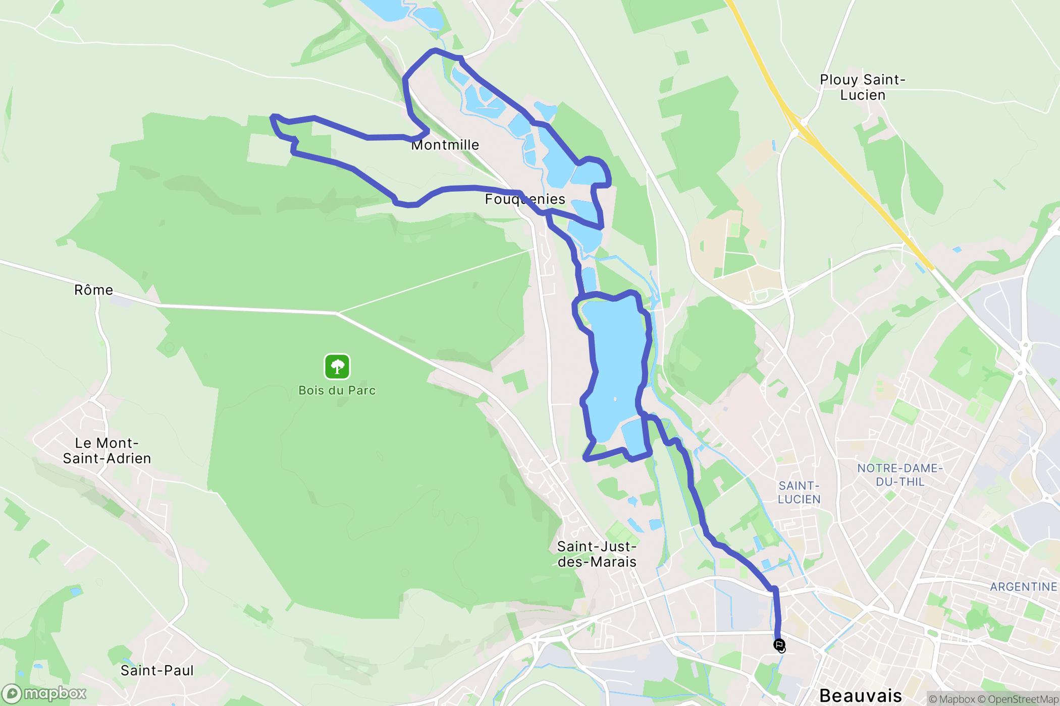 Beauvais : carte du parcours de randonnée - France