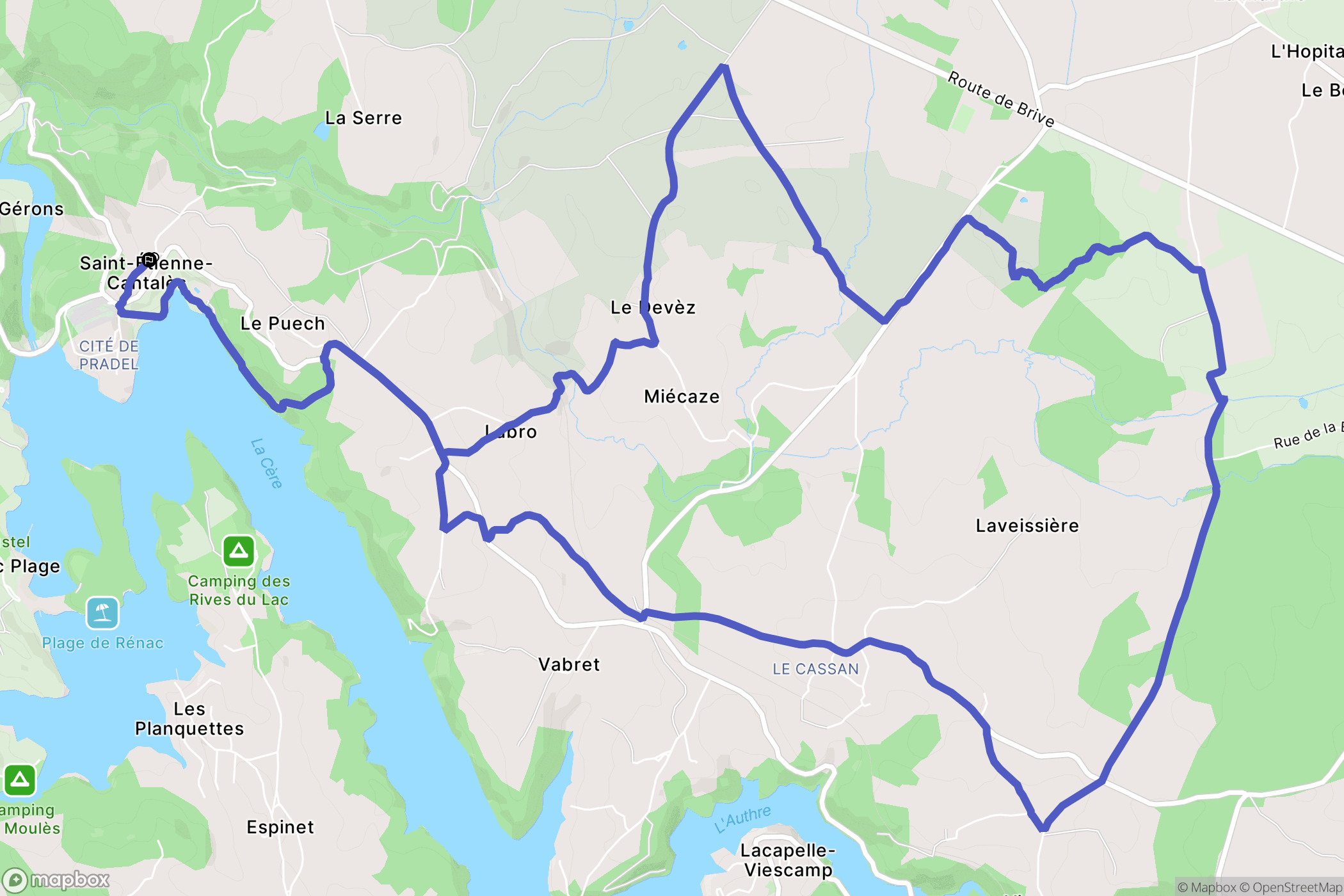 Saint-Étienne-Cantalès : carte du parcours de randonnée - France