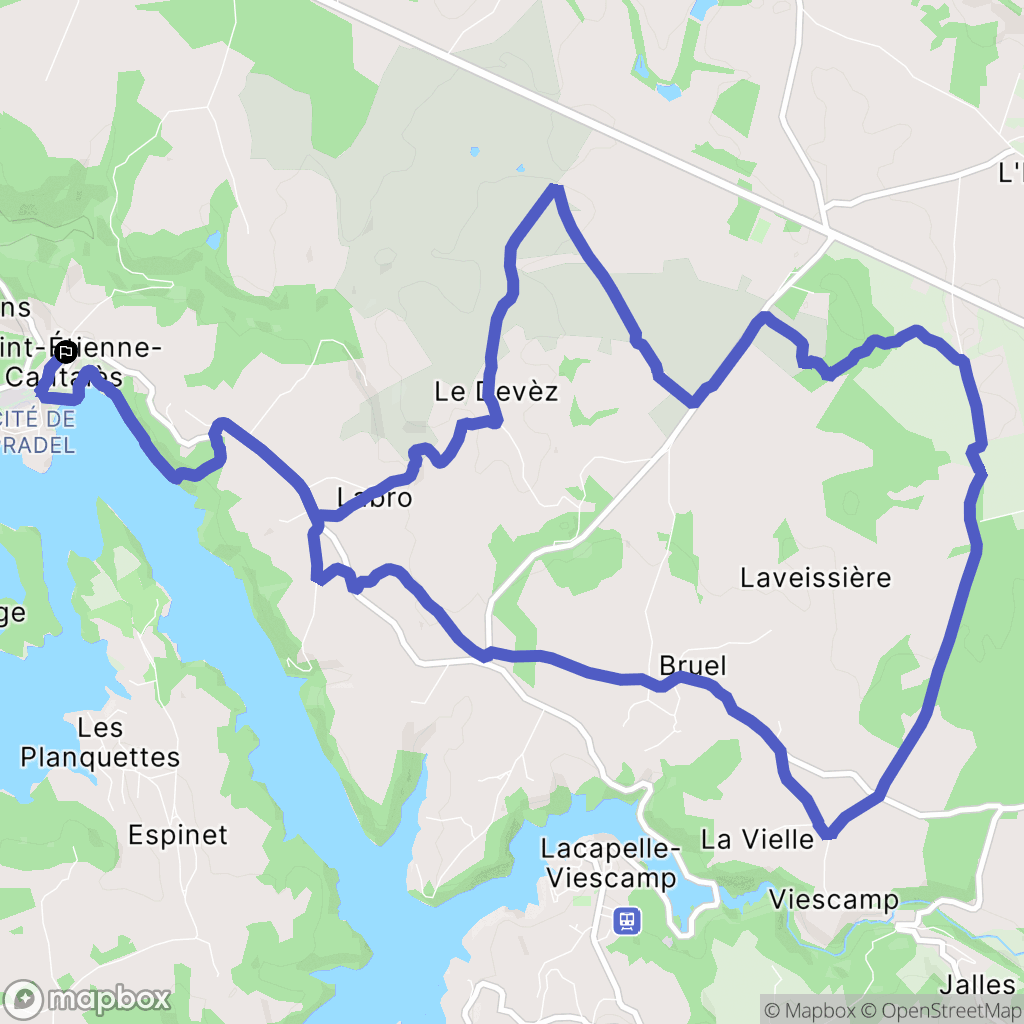 Saint-Étienne-Cantalès : carte du parcours de randonnée - France