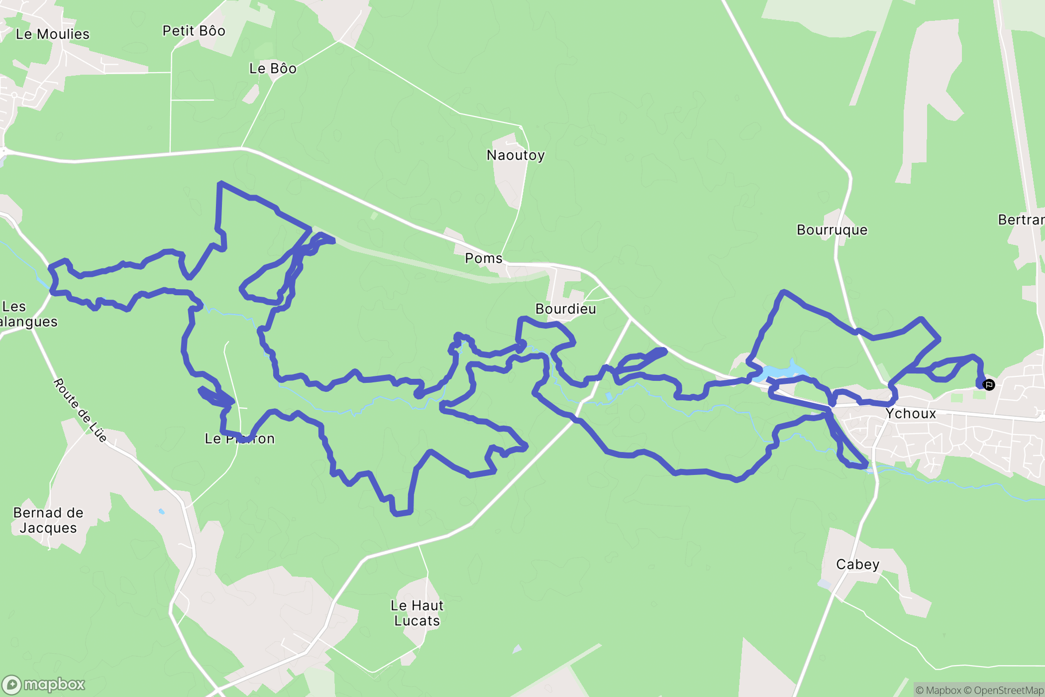 Ychoux : carte du parcours de randonnée - France