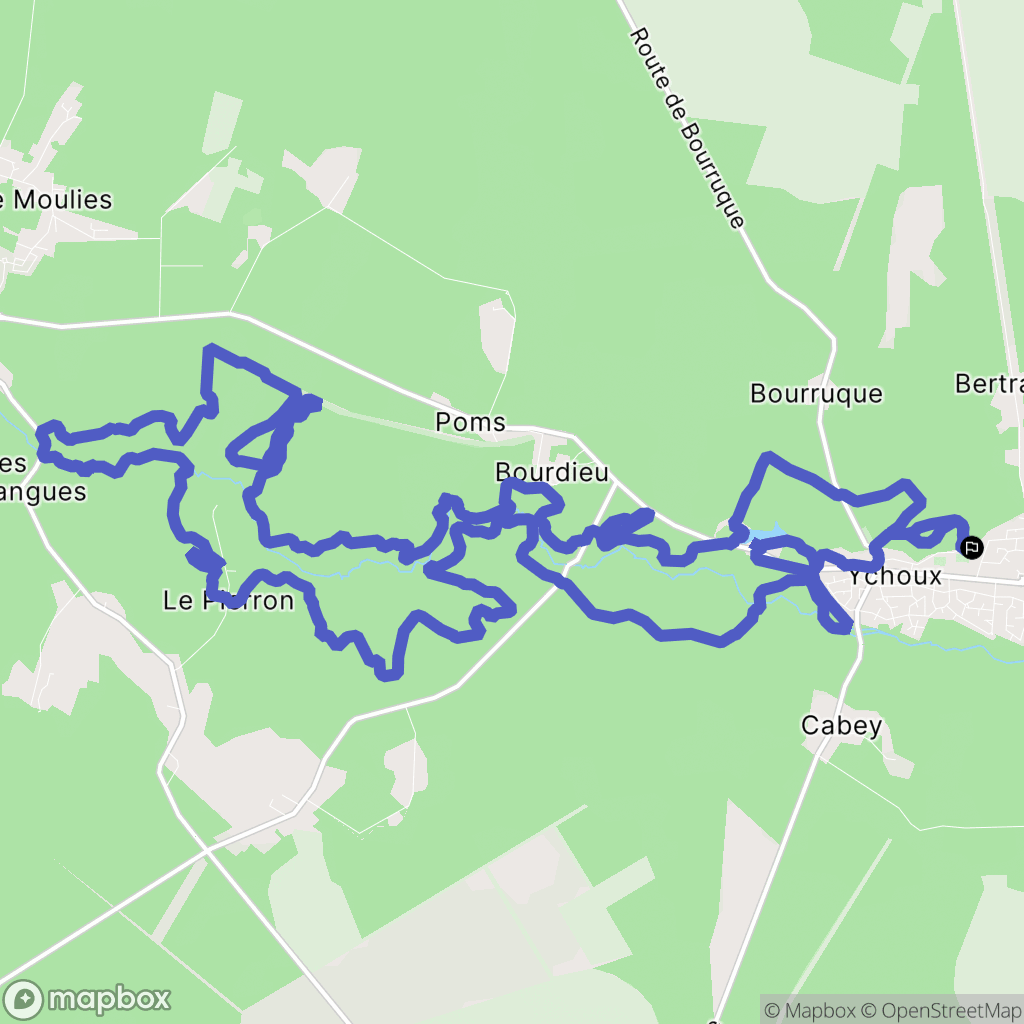 Ychoux : carte du parcours de randonnée - France