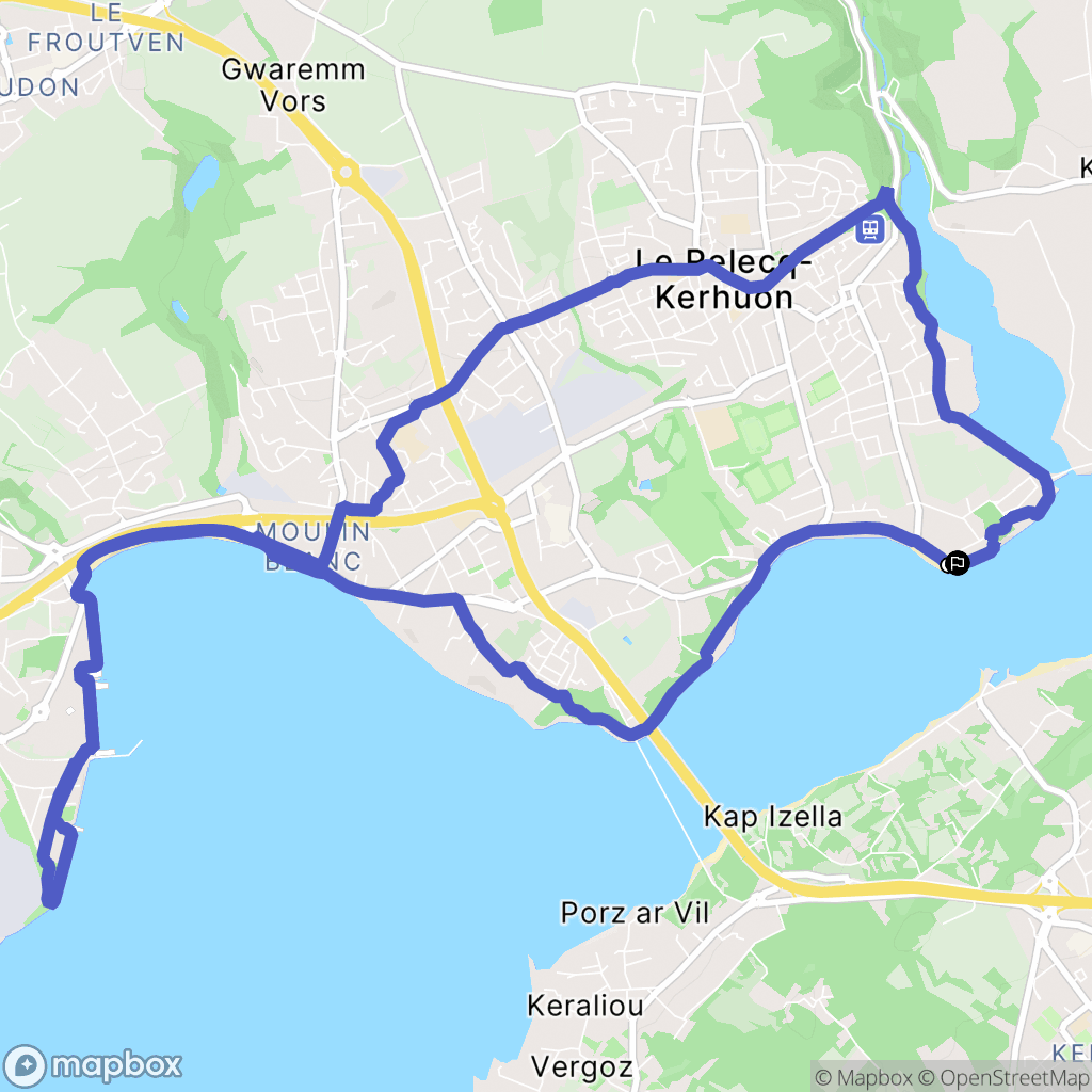 Le Relecq Kerhuon : carte du parcours de randonnée - France