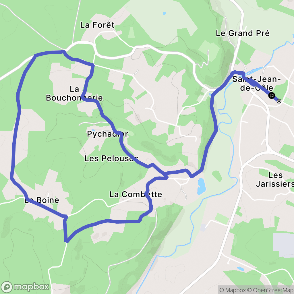 Saint-Jean-de-Côle : carte du parcours de randonnée - France