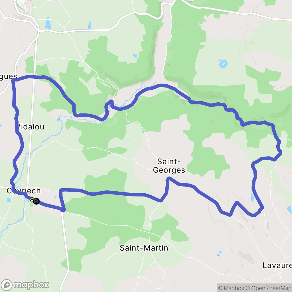 Cayriech : carte du parcours de randonnée - France