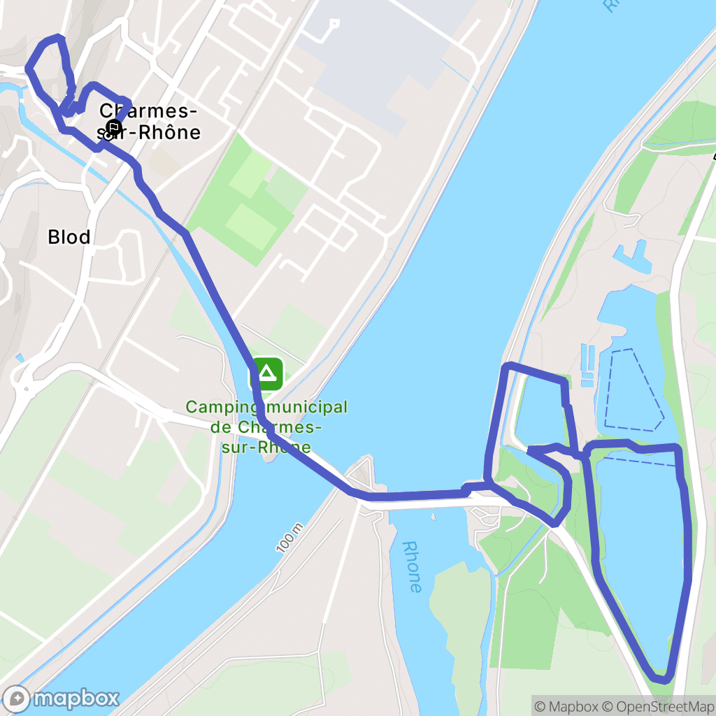 Charmes-sur-Rhône : carte du parcours de randonnée - France