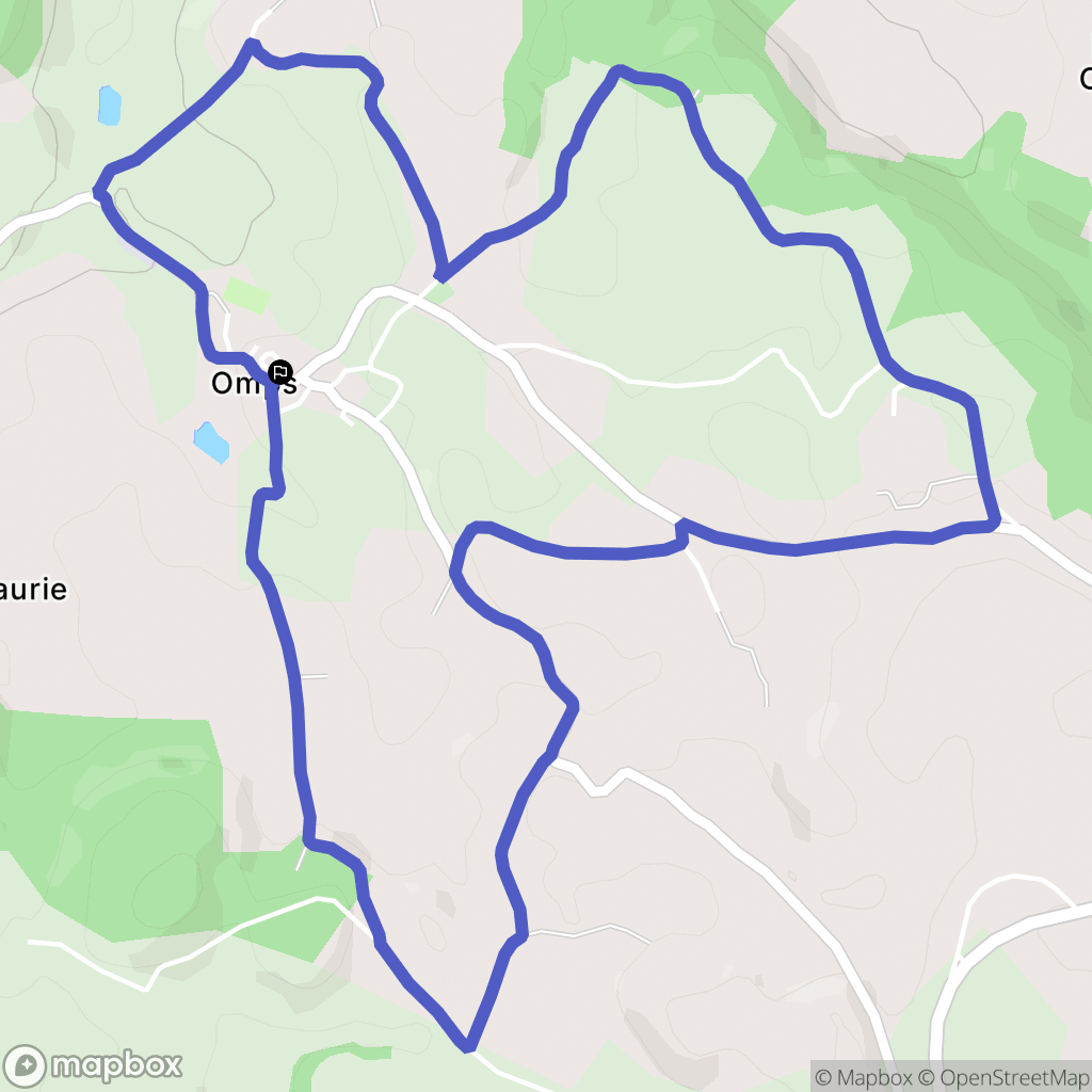 Omps : carte du parcours de randonnée - France