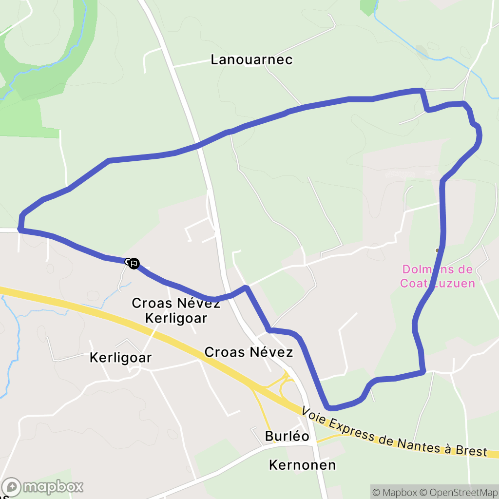 Melgven : carte du parcours de randonnée - France