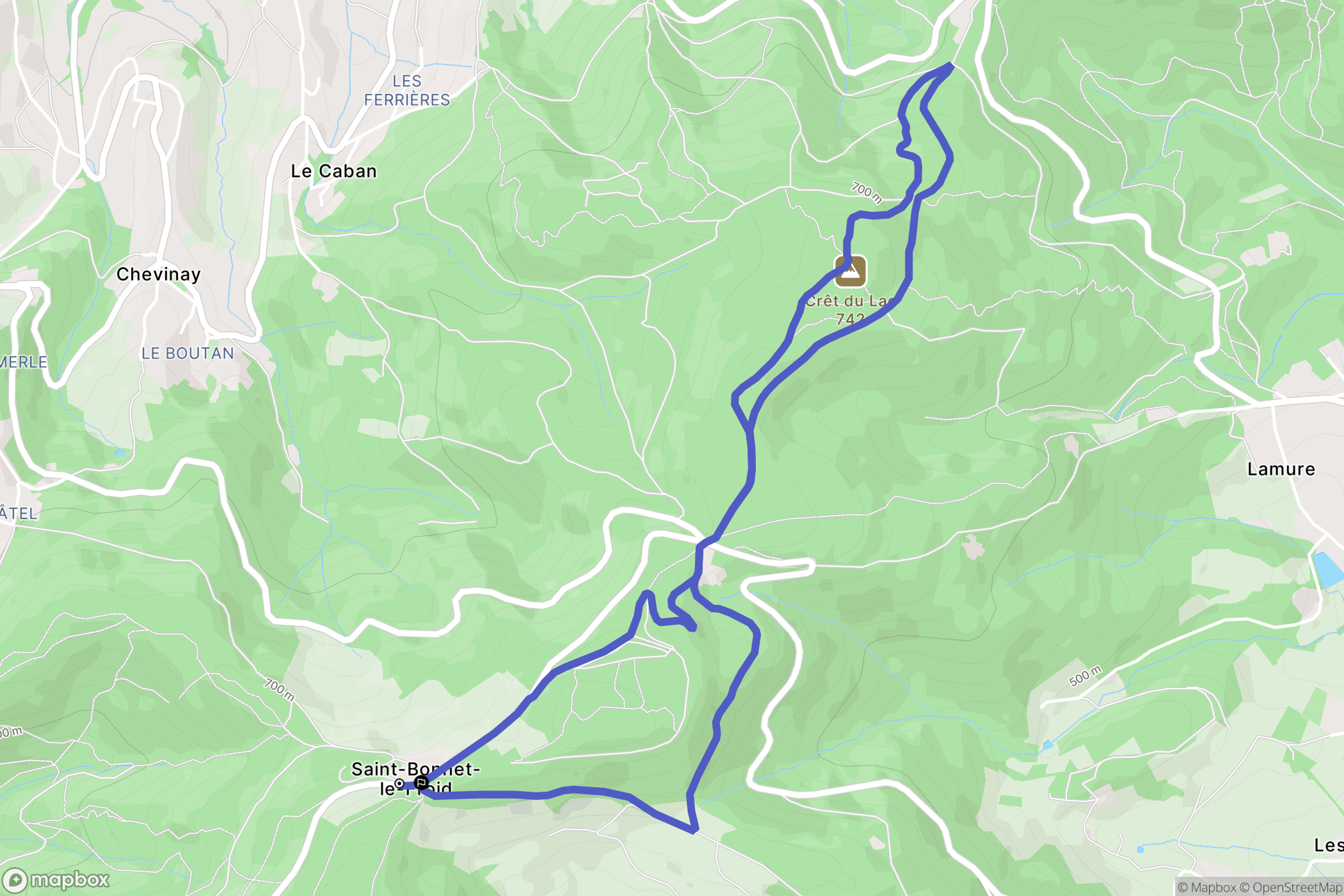 Courzieu : carte du parcours de randonnée - France