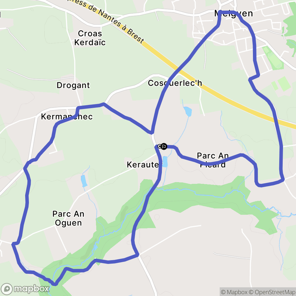 Melgven : carte du parcours de randonnée - France