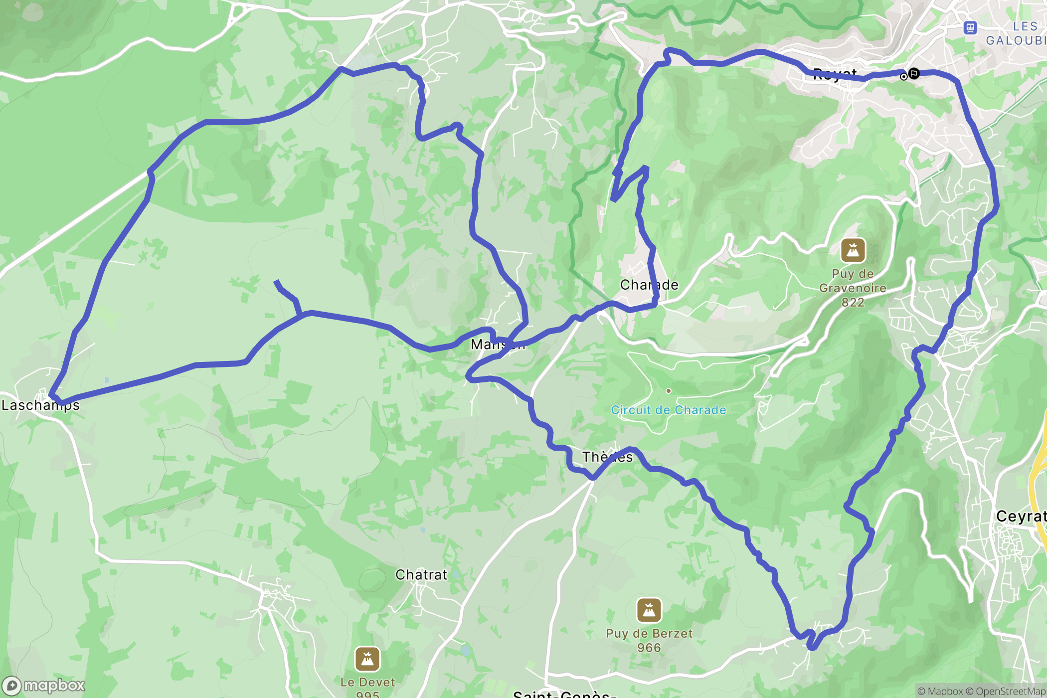 Royat : carte du parcours de randonnée - France