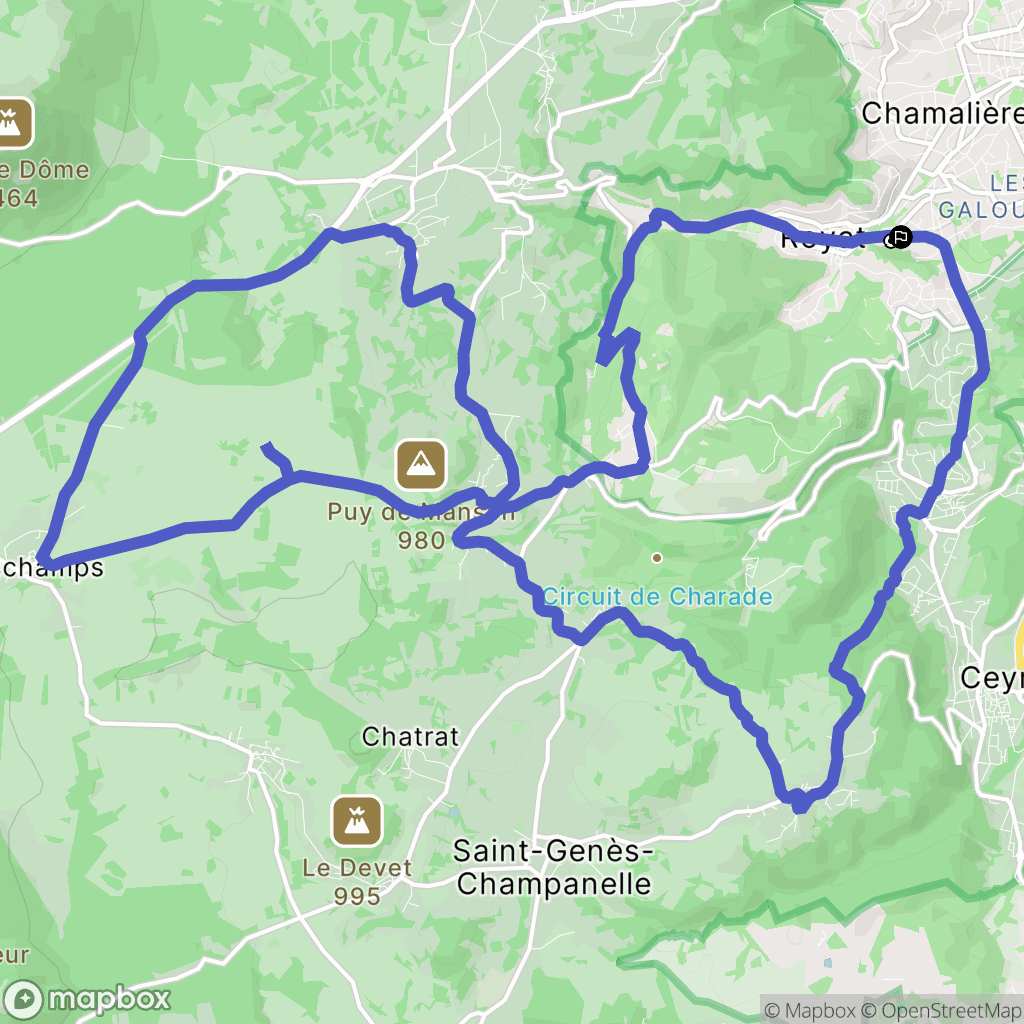 Royat : carte du parcours de randonnée - France