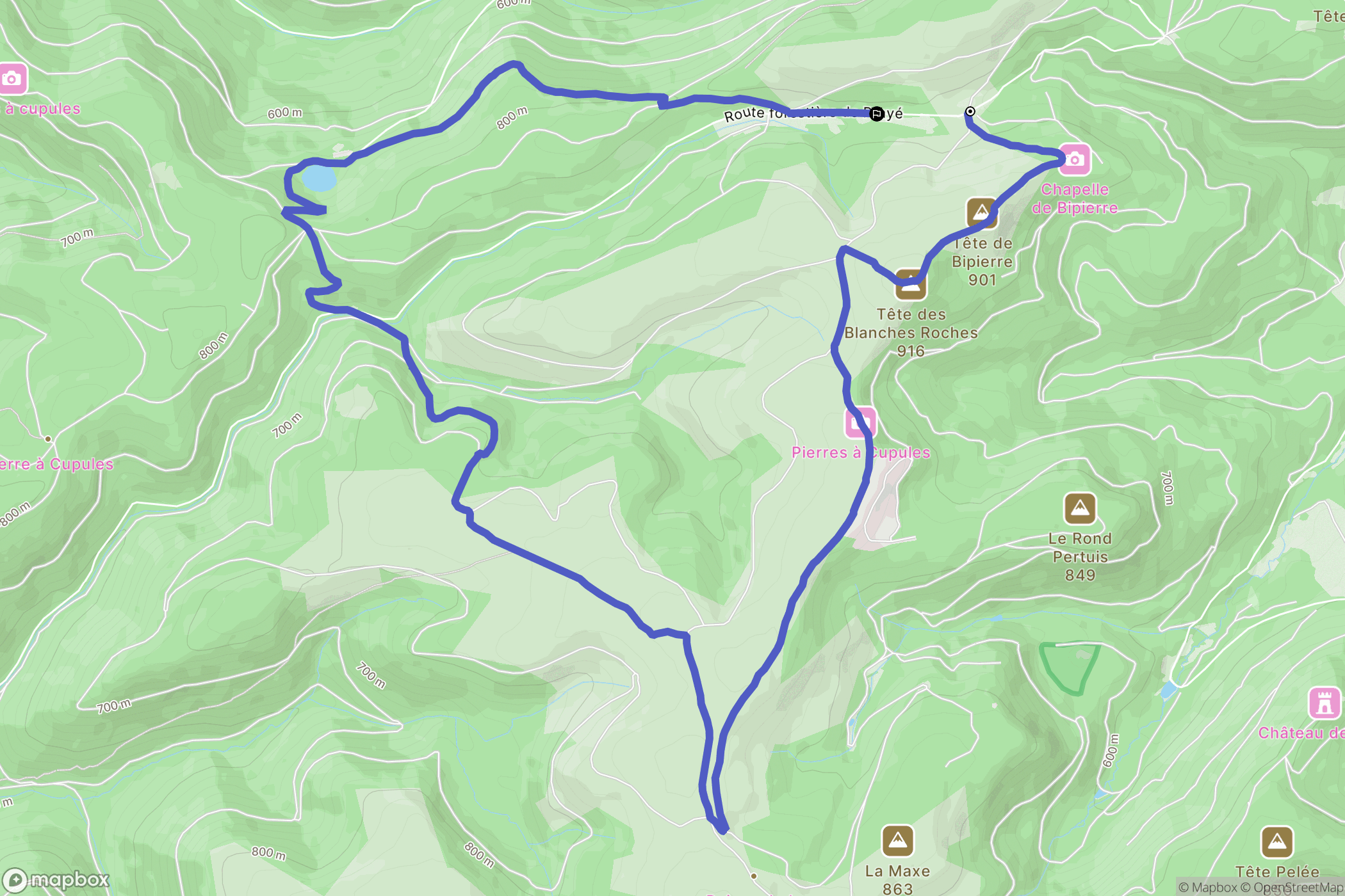 Grandfontaine : carte du parcours de randonnée - France
