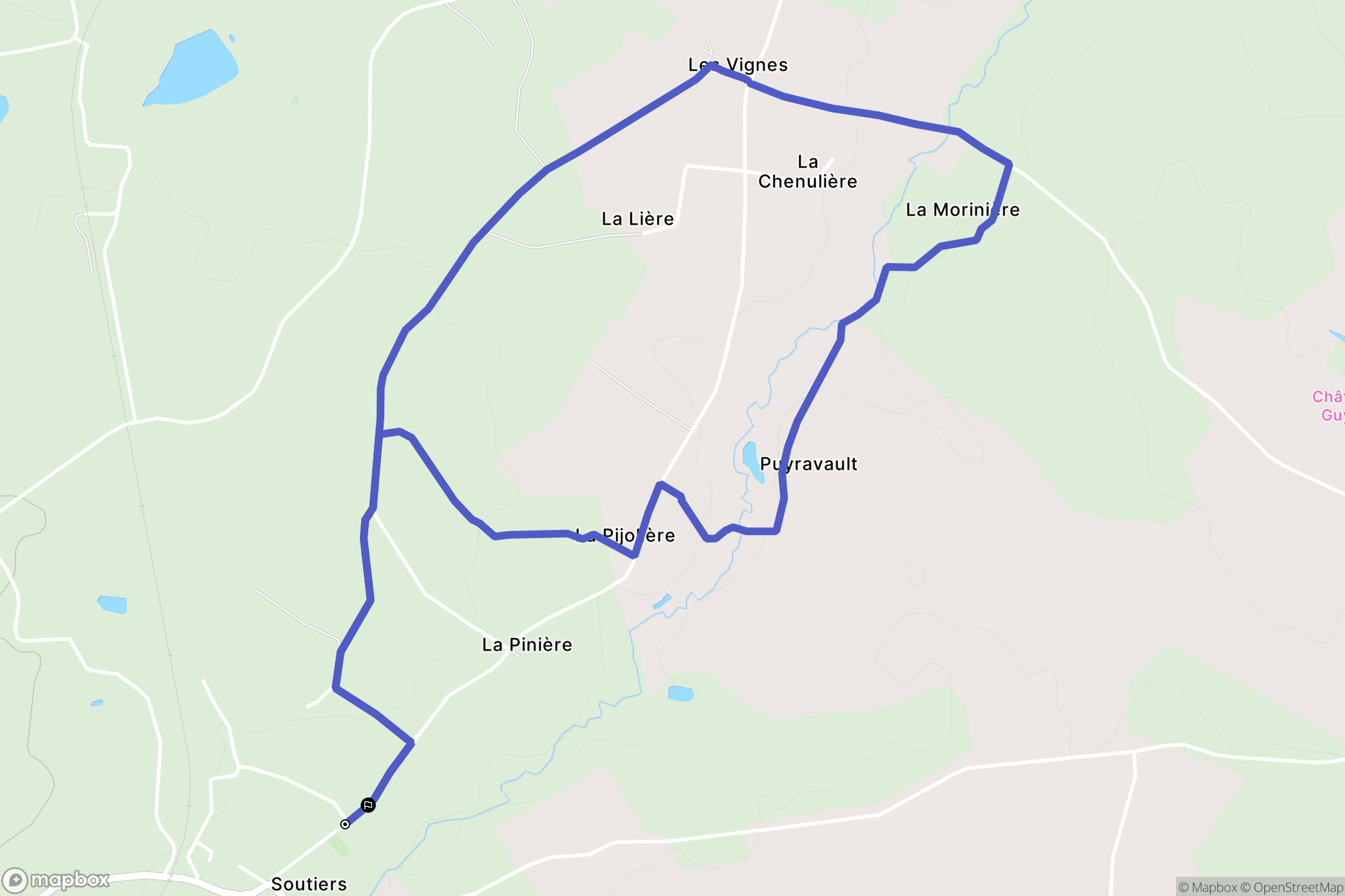 Saint-Pardoux-Soutiers : carte du parcours de randonnée - France