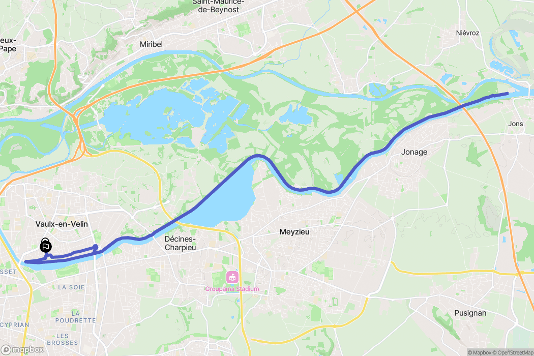 Vaulx-en-Velin : carte du parcours de randonnée - France