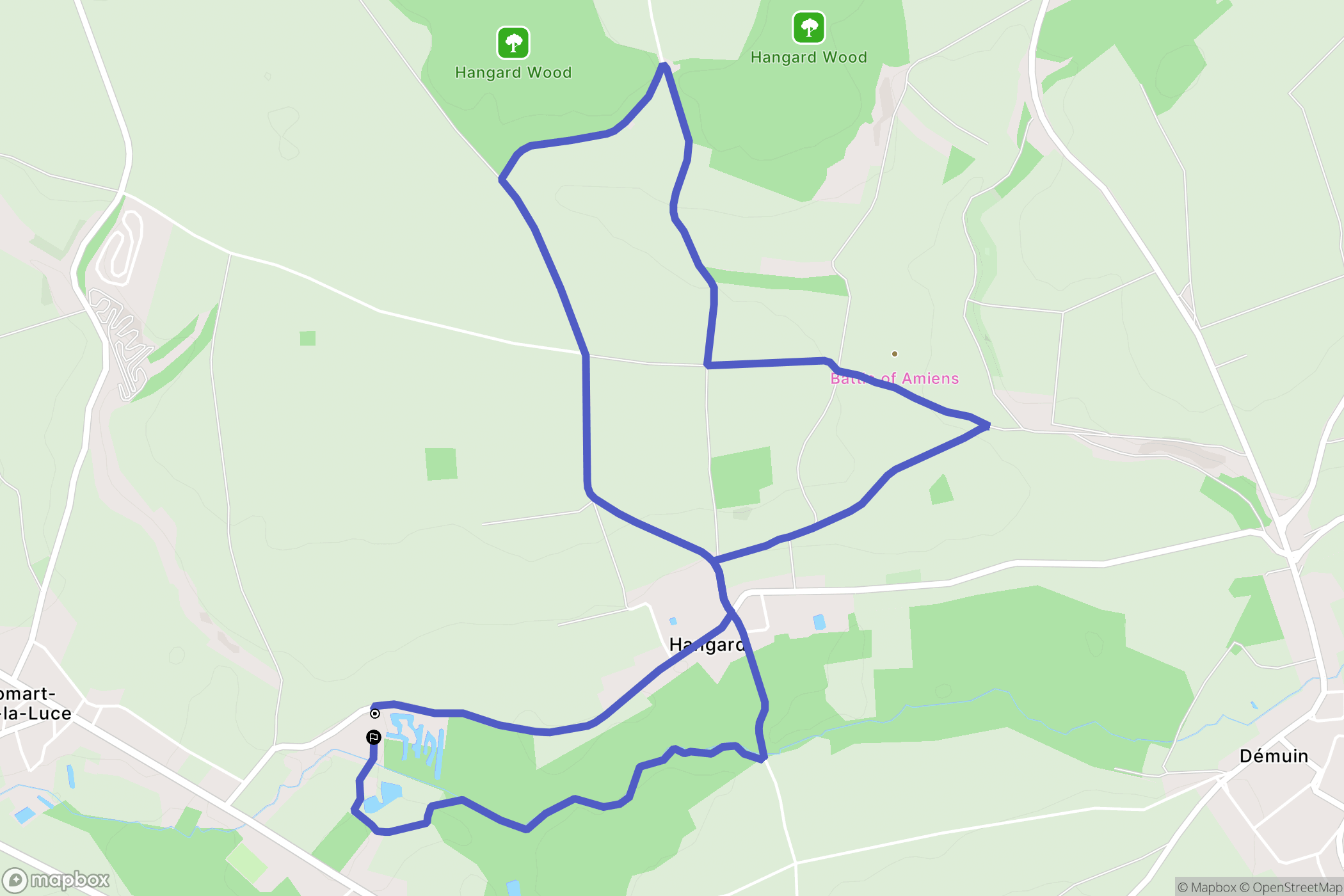 Hangard : carte du parcours de randonnée - France