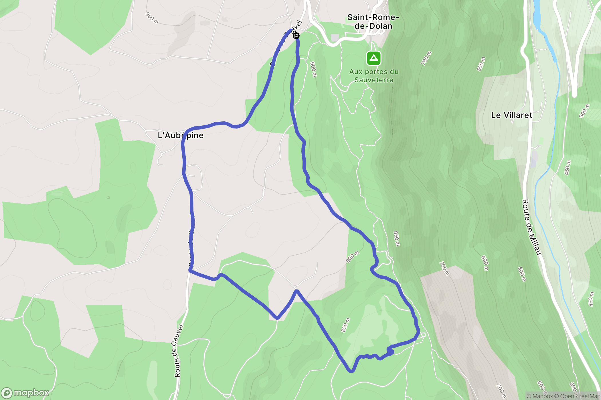Massegros Causses Gorges : carte du parcours de randonnée - France