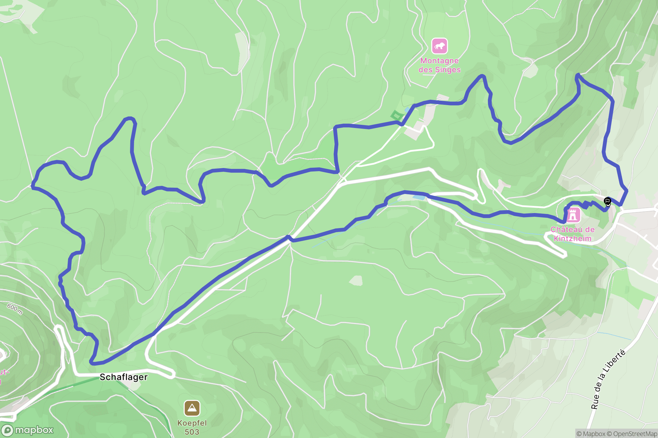 Kintzheim : carte du parcours de randonnée - France