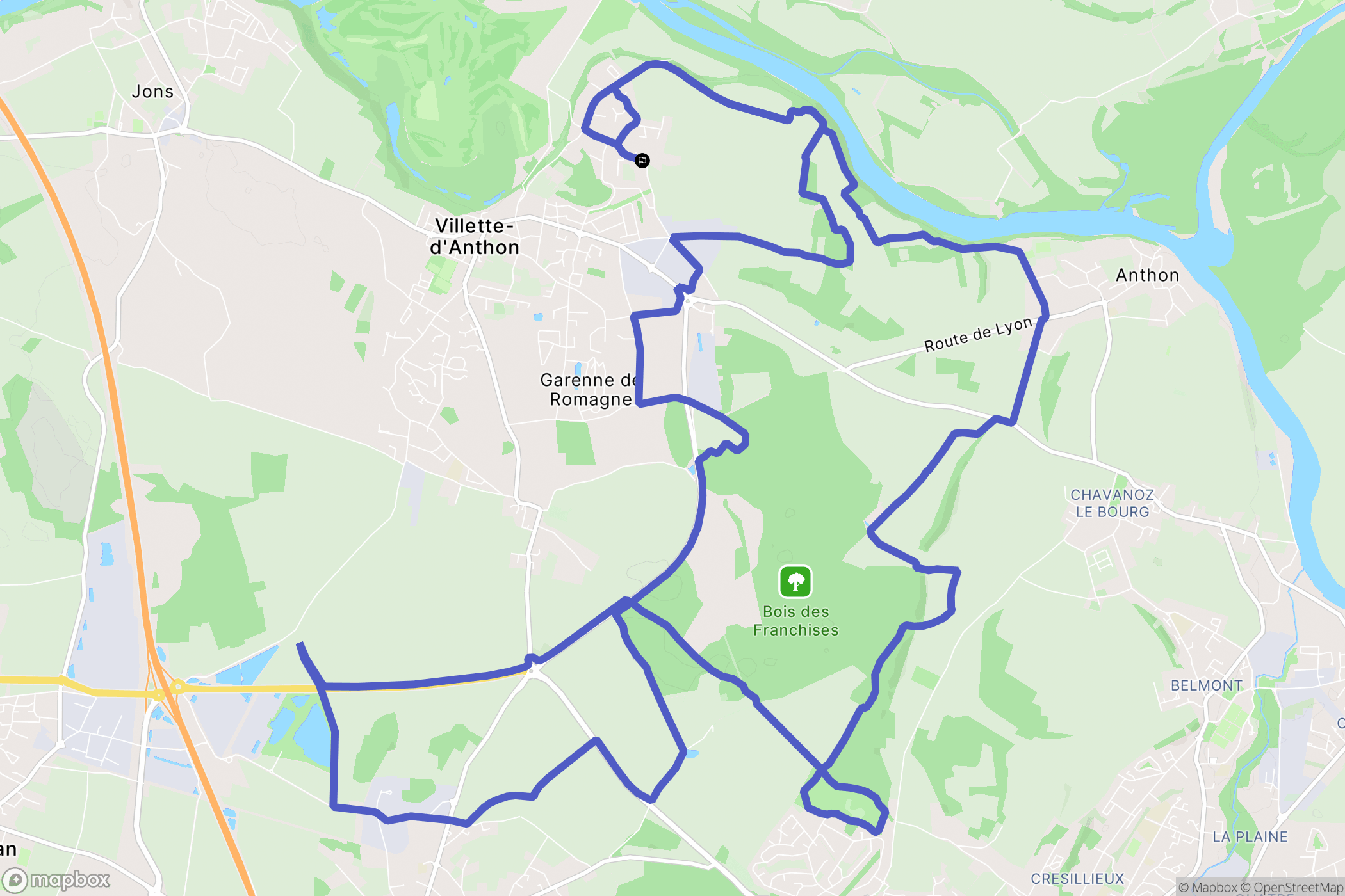 Villette-d'Anthon : carte du parcours de randonnée - France
