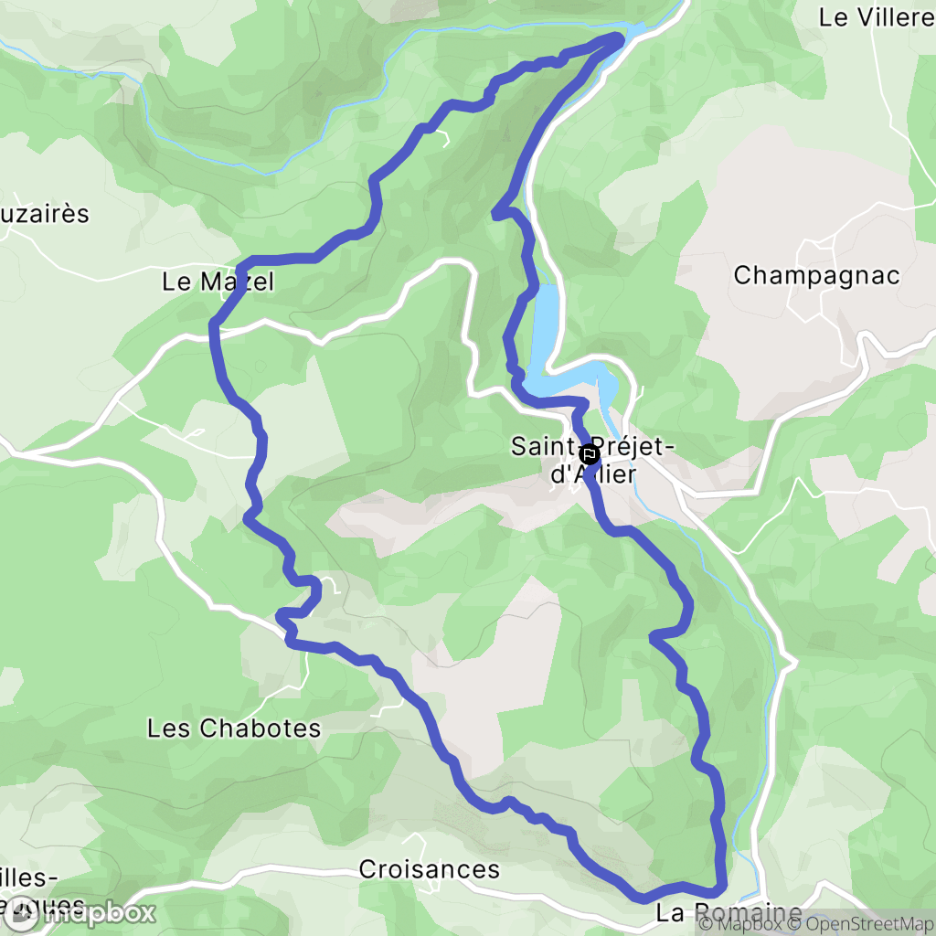 Saint-Préjet-d'Allier : carte du parcours de randonnée - France
