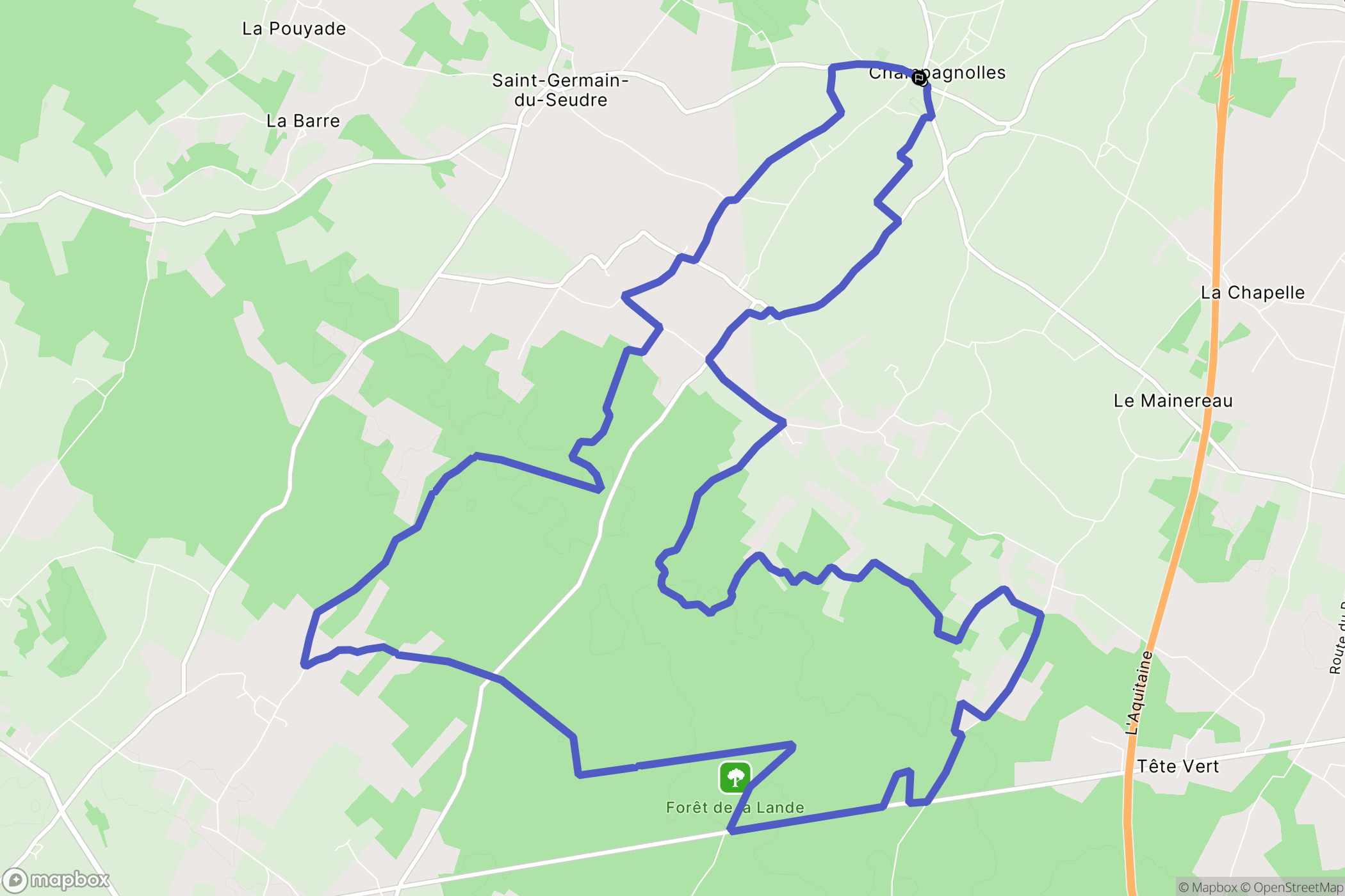 Champagnolles : carte du parcours de randonnée - France