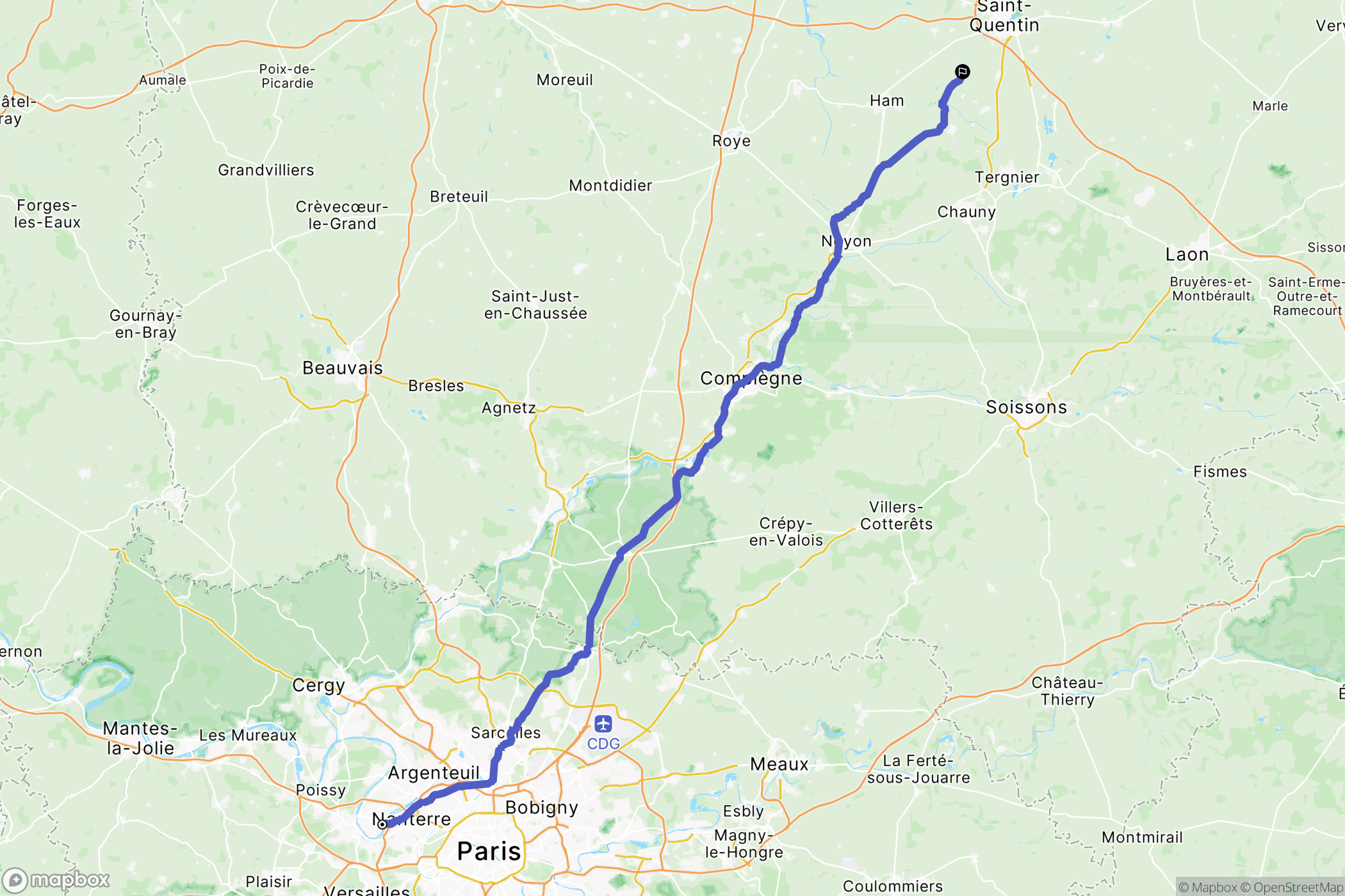 Chatou : carte du parcours de randonnée - France