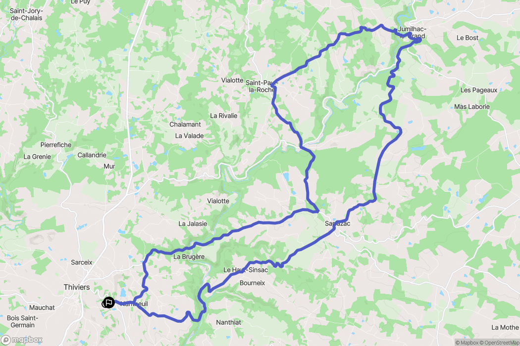 Jumilhac-le-Grand : carte du parcours de randonnée - France