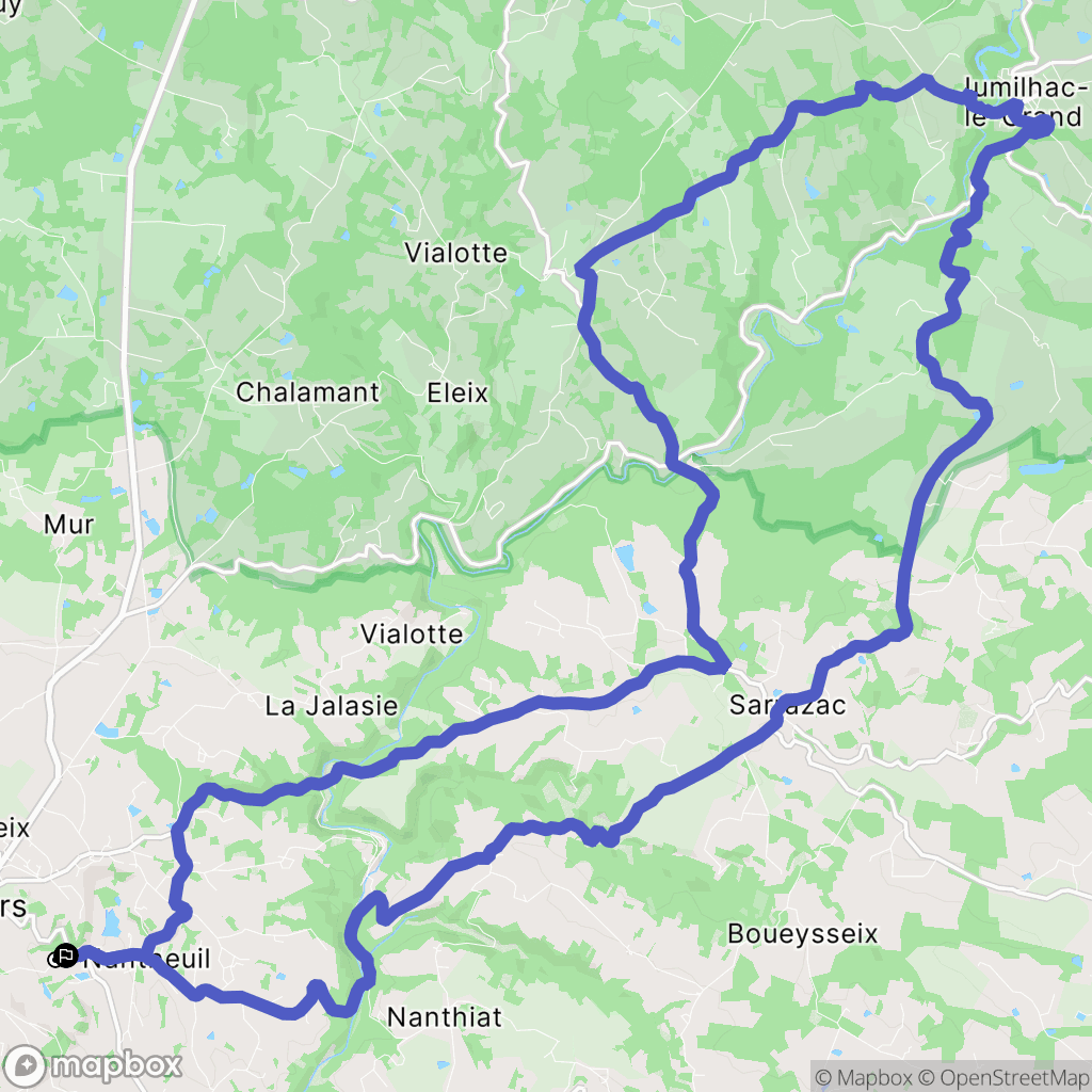 Jumilhac-le-Grand : carte du parcours de randonnée - France