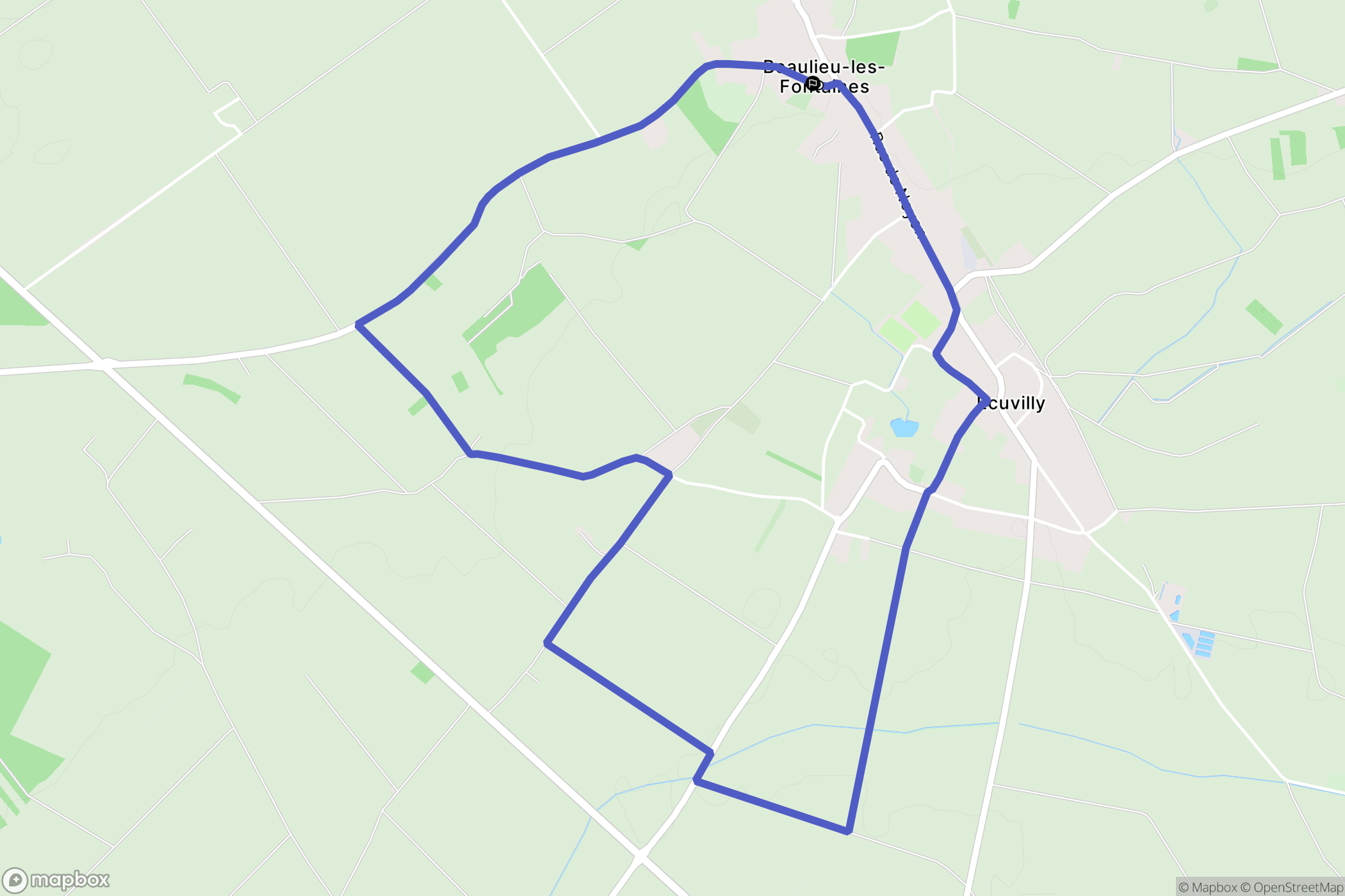 Beaulieu-les-Fontaines : carte du parcours de randonnée - France