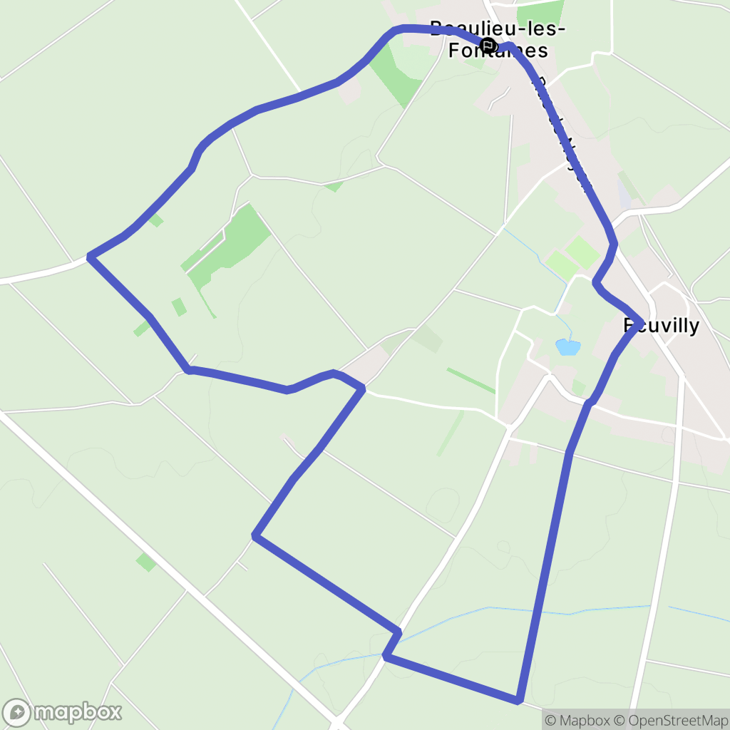 Beaulieu-les-Fontaines : carte du parcours de randonnée - France