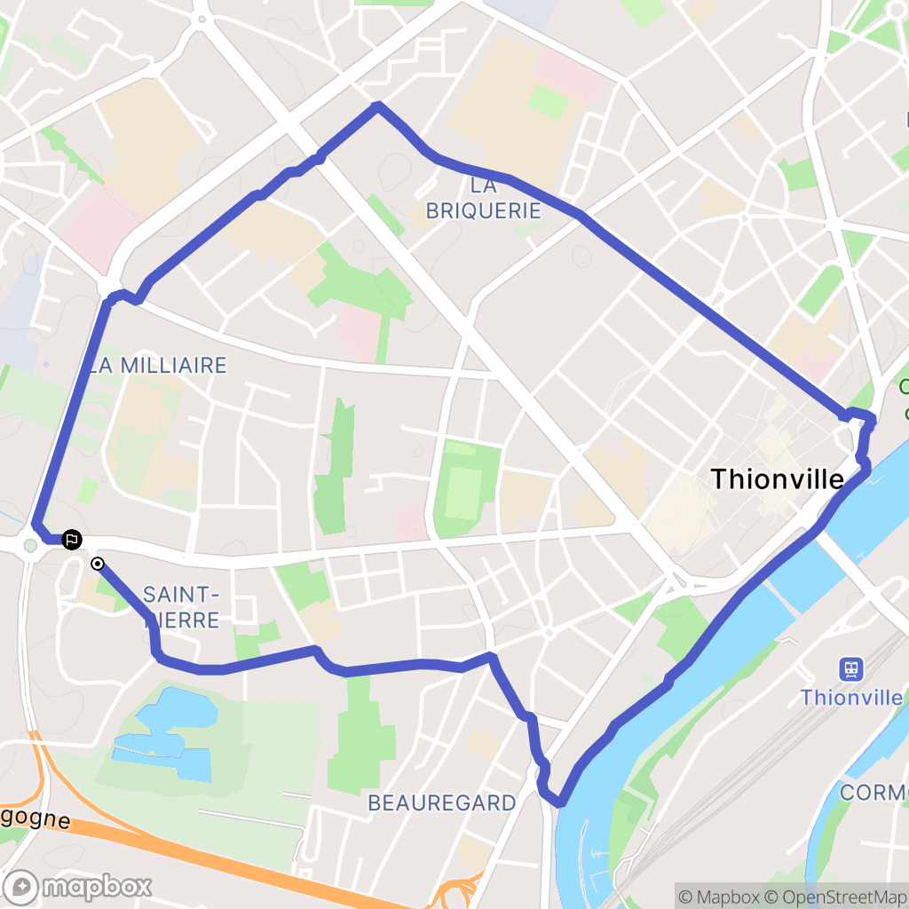 Thionville : carte du parcours de randonnée - France