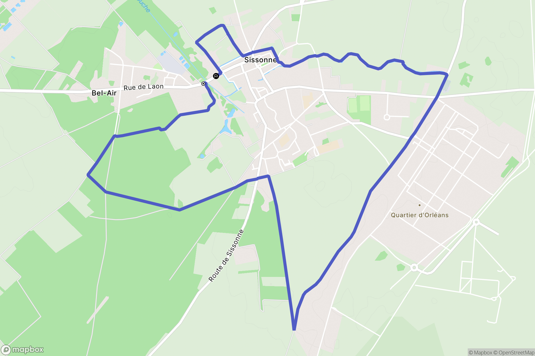 Sissonne : carte du parcours de randonnée - France