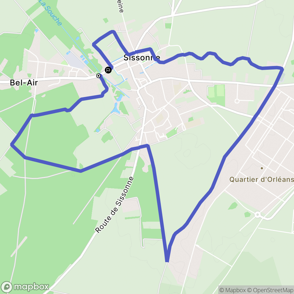 Sissonne : carte du parcours de randonnée - France