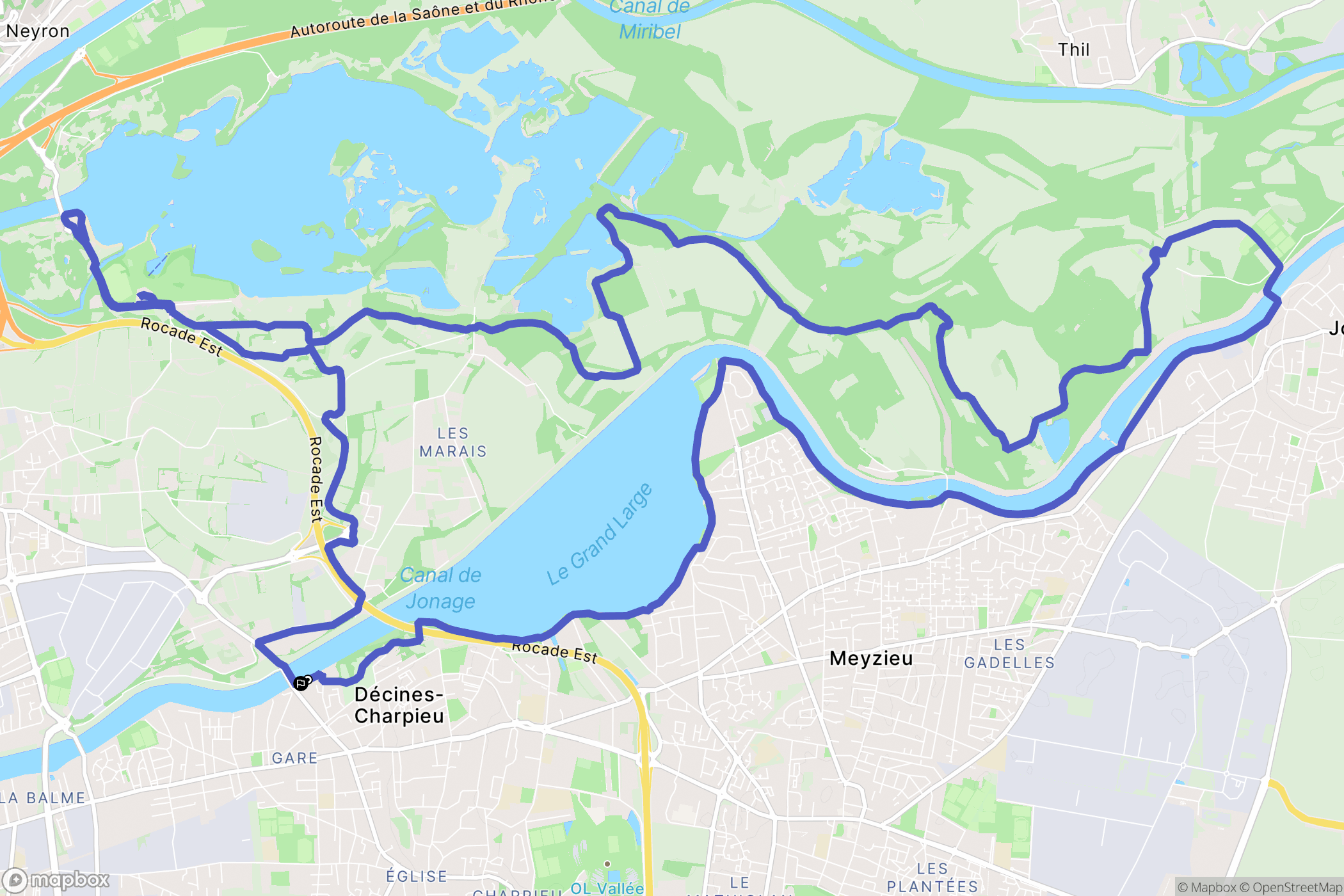 Decines Charpieu : carte du parcours de randonnée - France