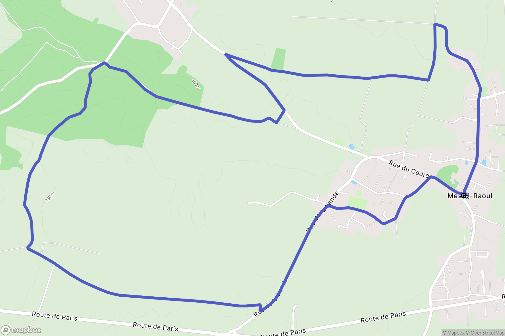 Mesnil-Raoul : carte du parcours de randonnée - France