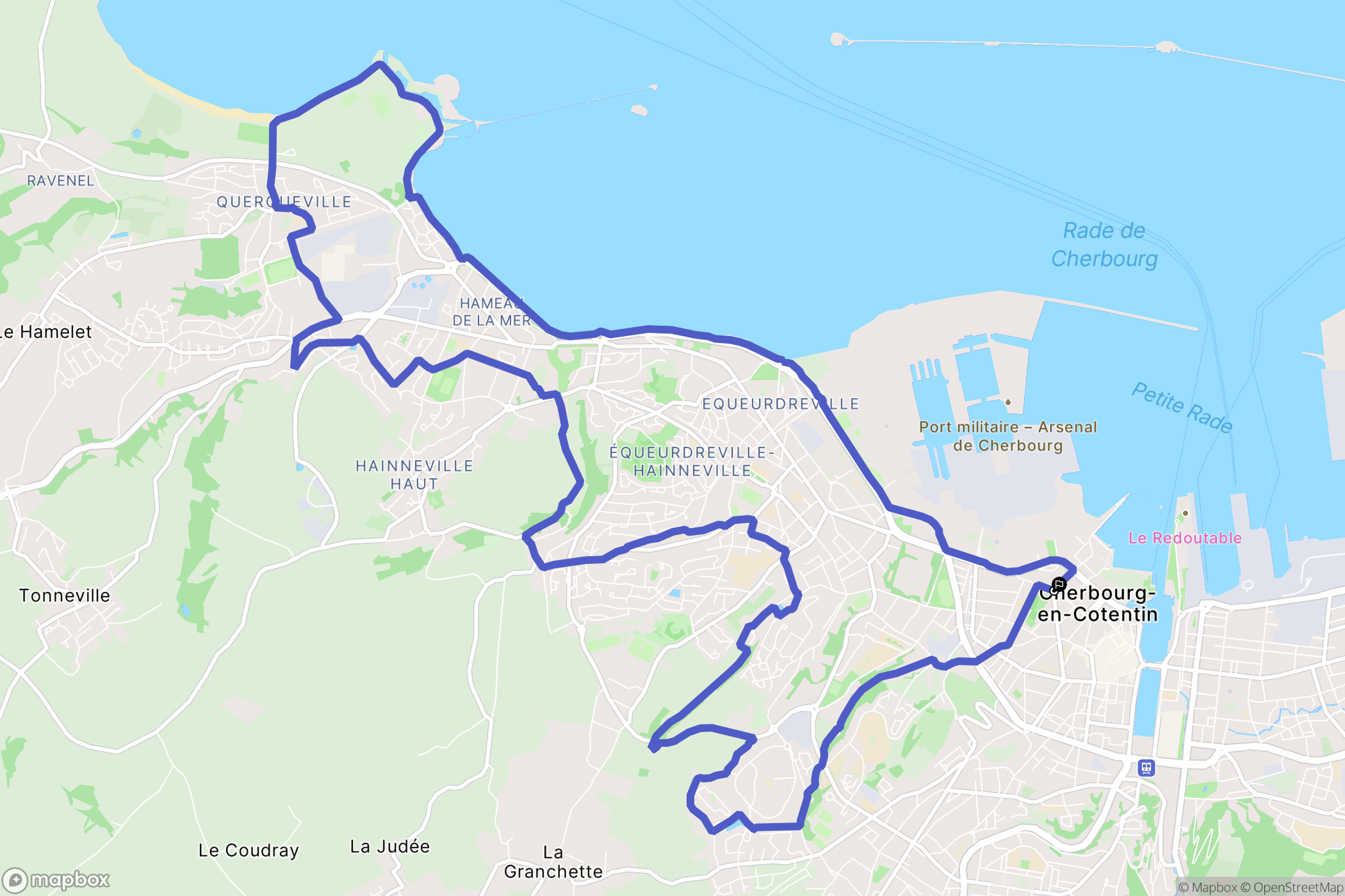 Cherbourg-en-Cotentin : carte du parcours de randonnée - France