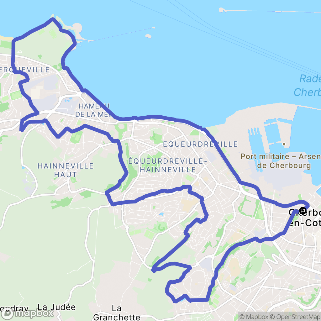 Cherbourg-en-Cotentin : carte du parcours de randonnée - France