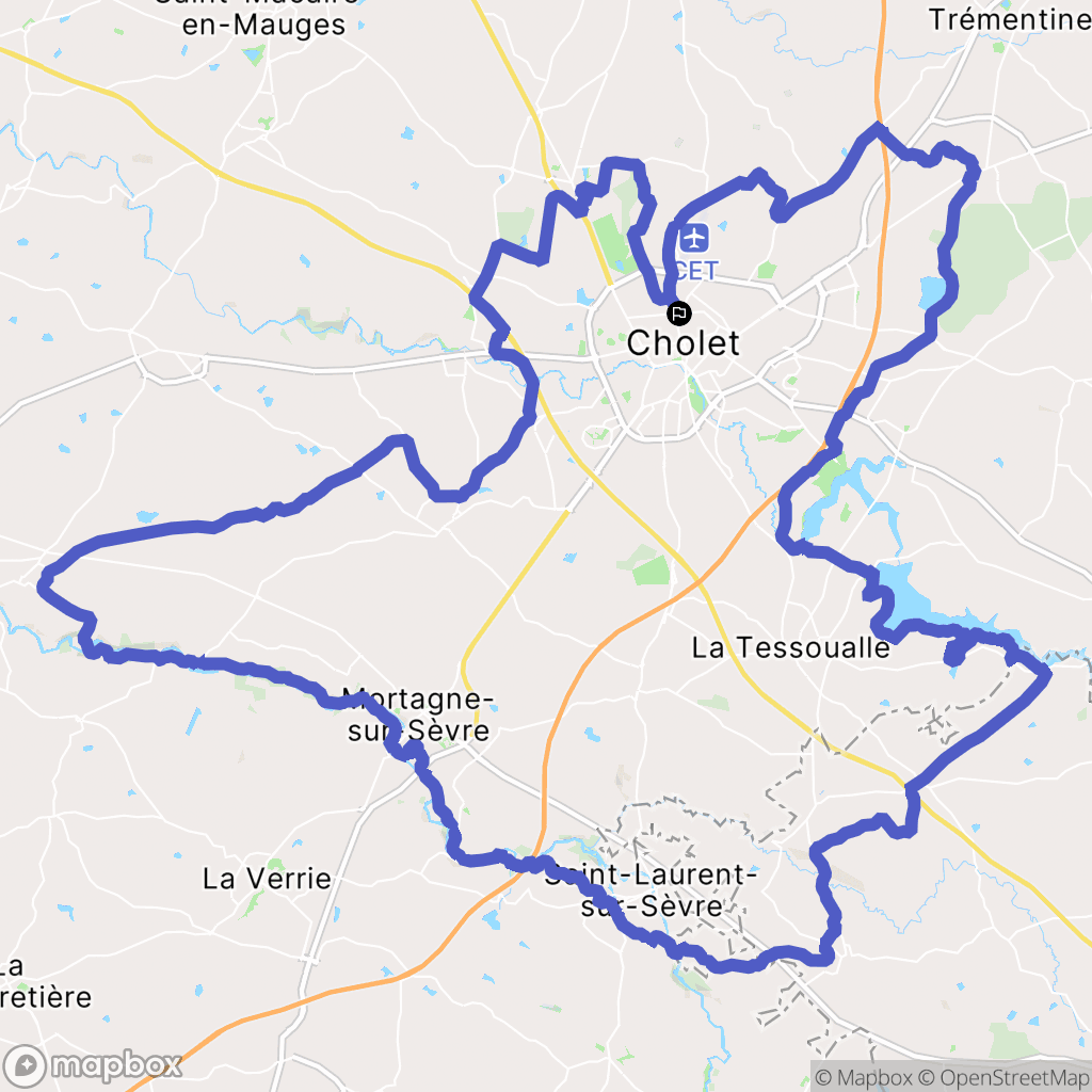 Cholet : carte du parcours de randonnée - France