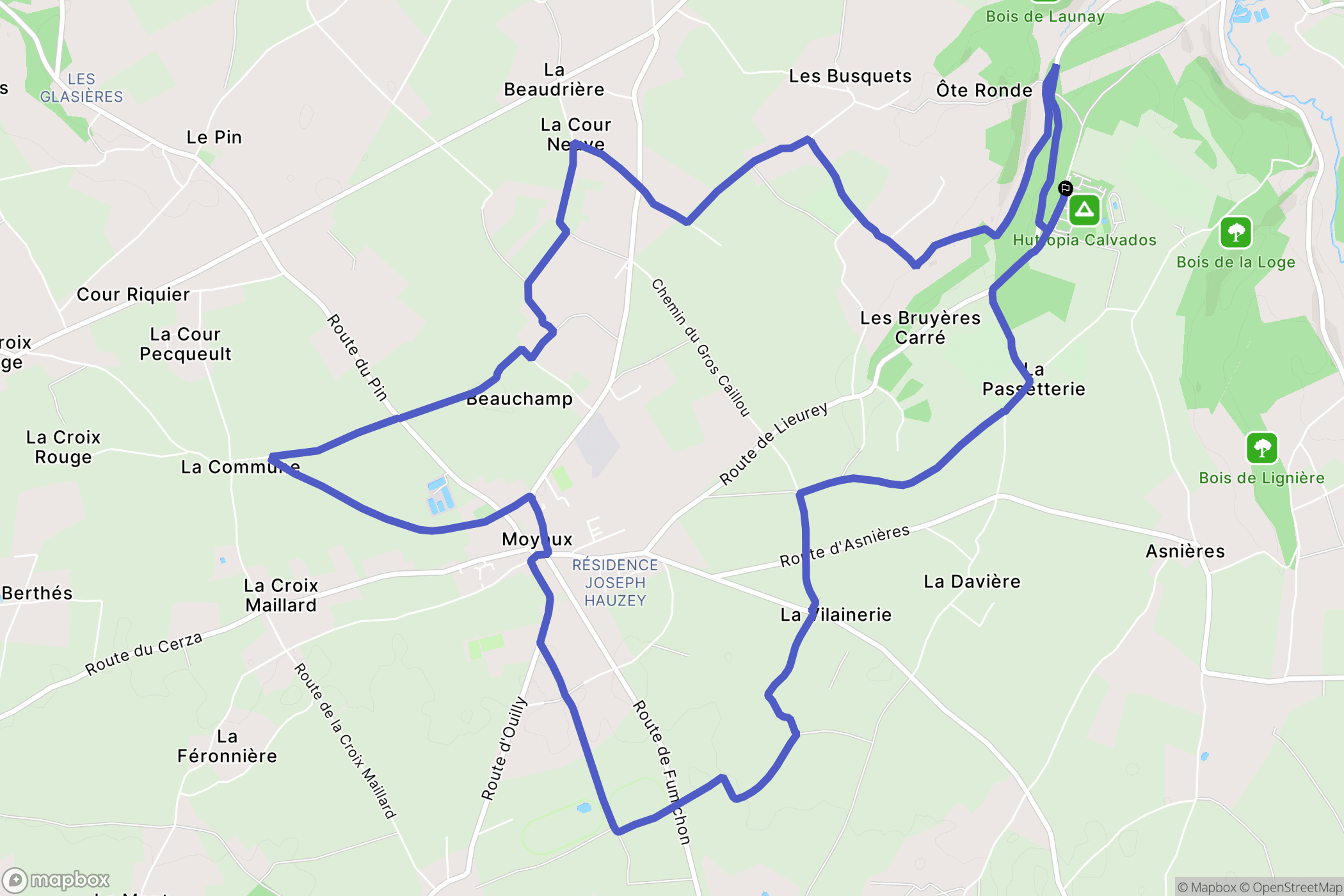 Moyaux : carte du parcours de randonnée - France