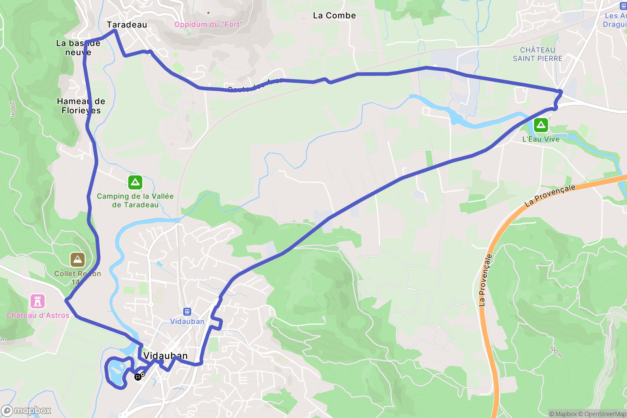 Vidauban : carte du parcours de randonnée - France