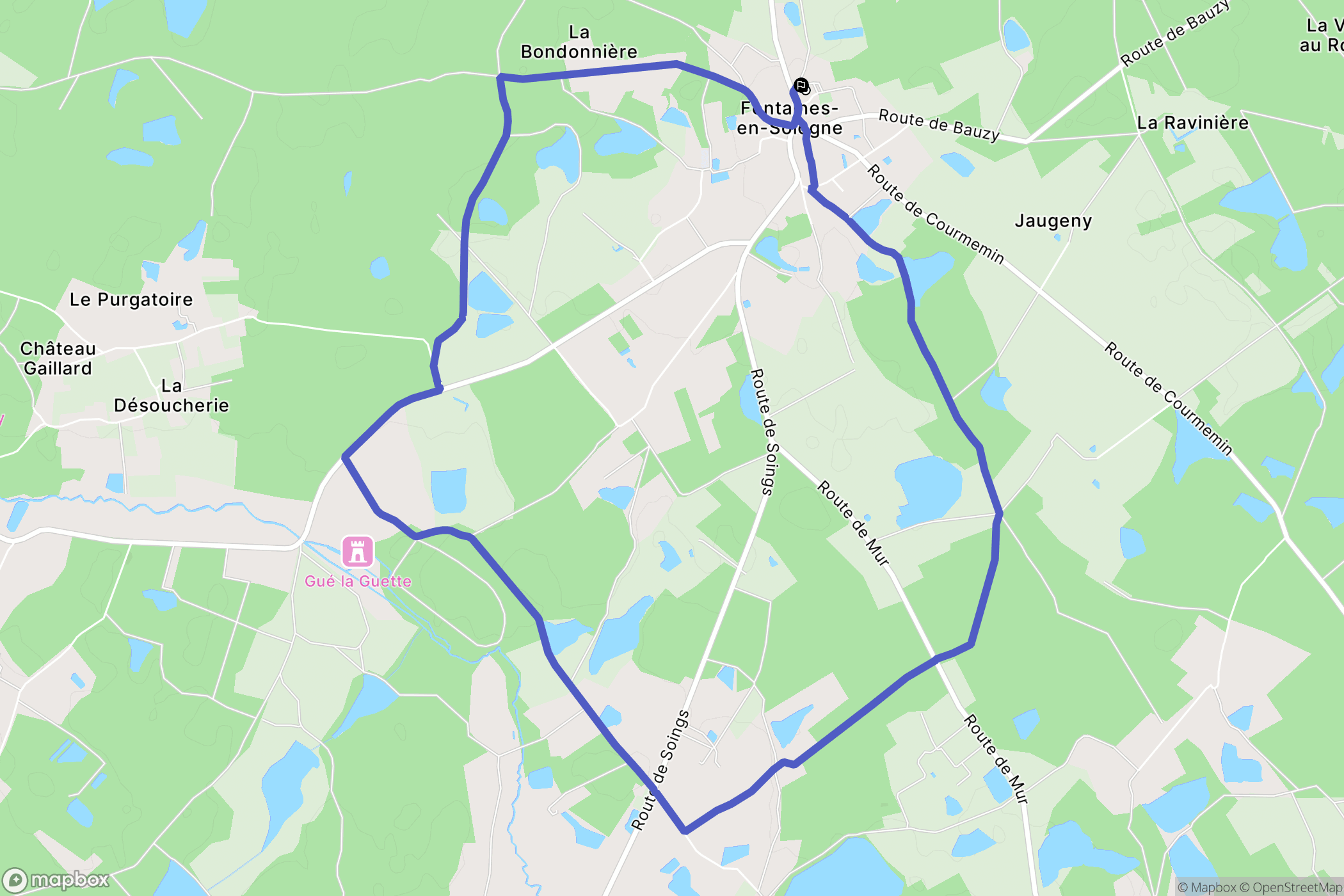 Fontaines-en-Sologne : carte du parcours de randonnée - France