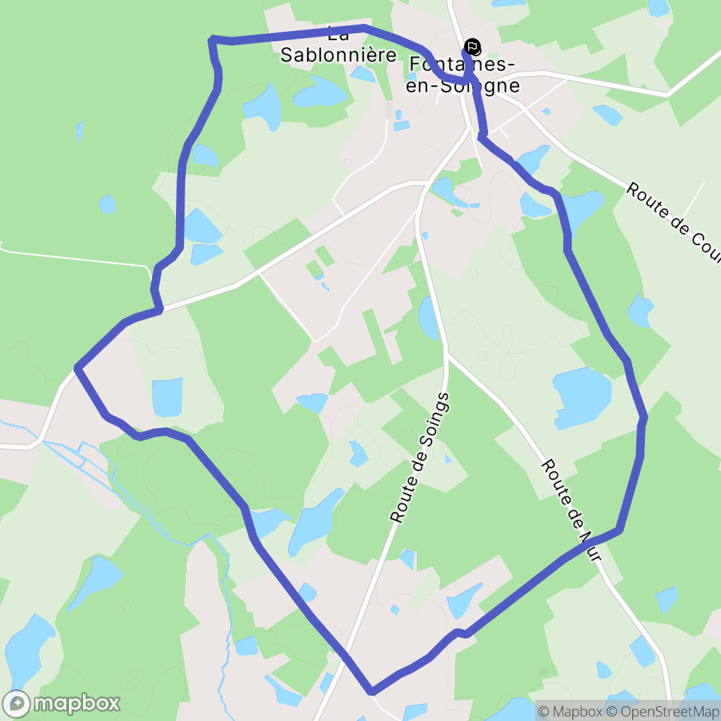 Fontaines-en-Sologne : carte du parcours de randonnée - France
