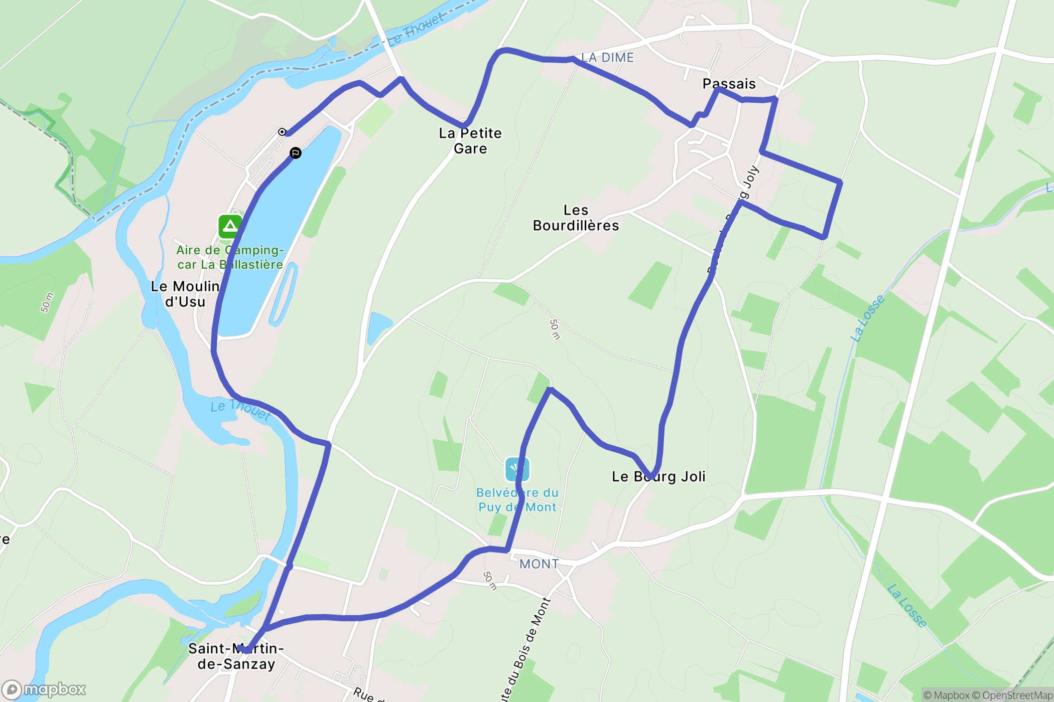 Saint-Martin-de-Sanzay : carte du parcours de randonnée - France