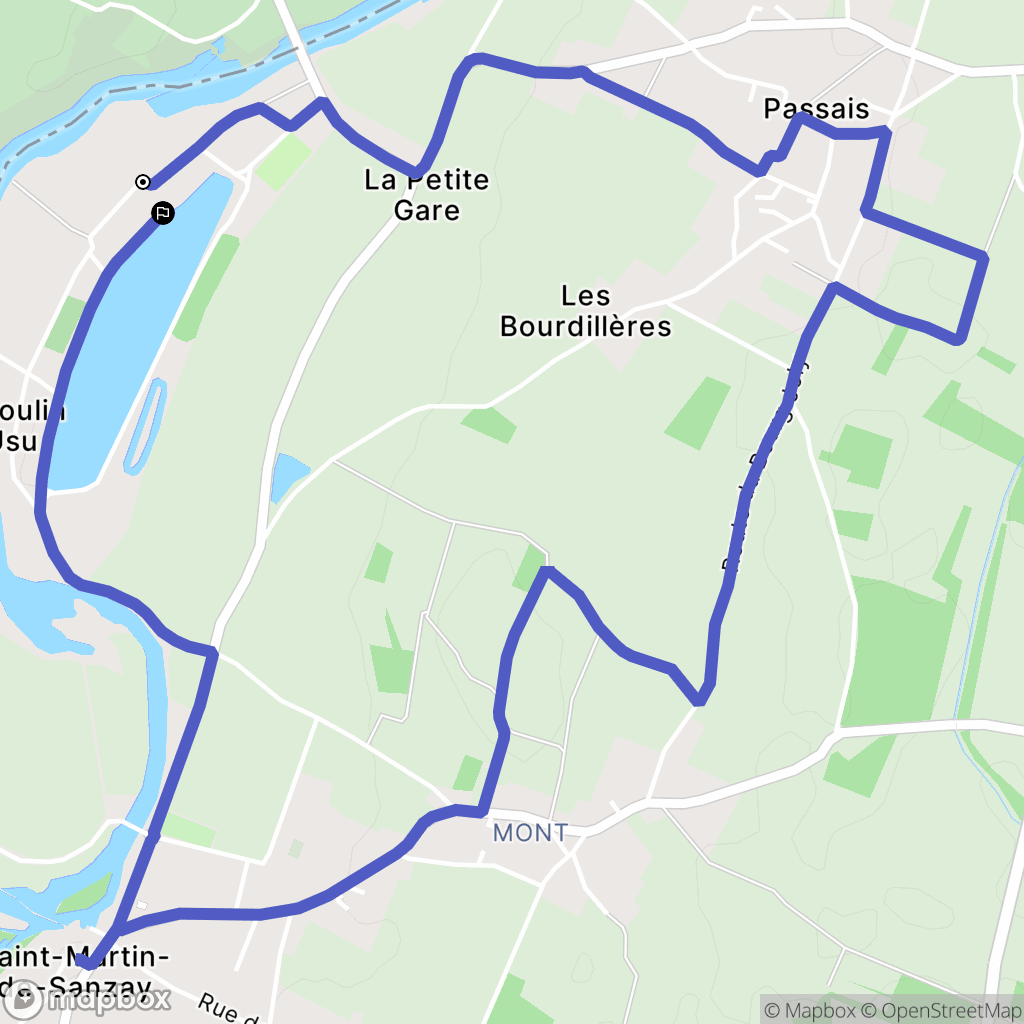 Saint-Martin-de-Sanzay : carte du parcours de randonnée - France