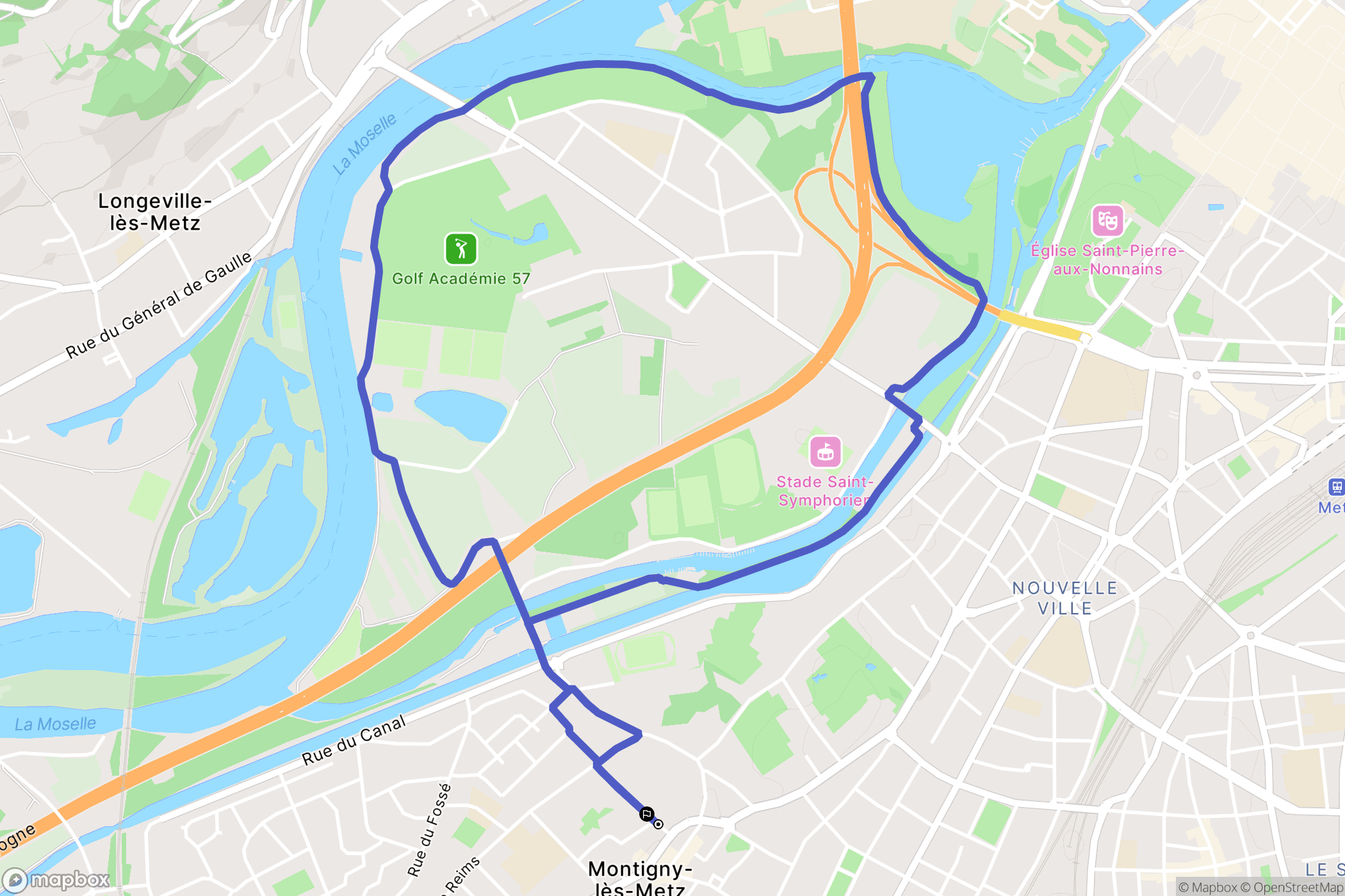 Montigny-lès-Metz : carte du parcours de randonnée - France