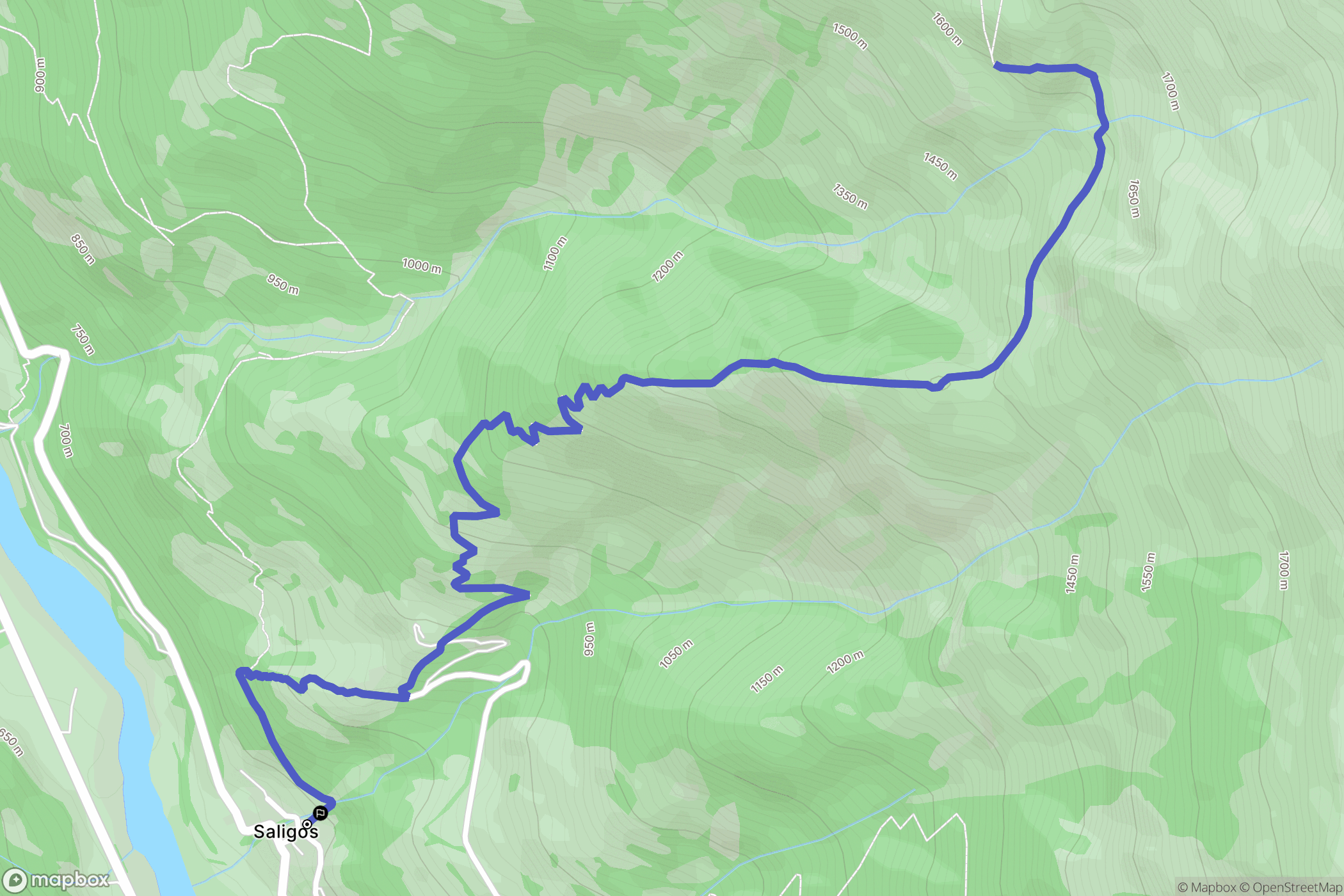Saligos : carte du parcours de randonnée - France