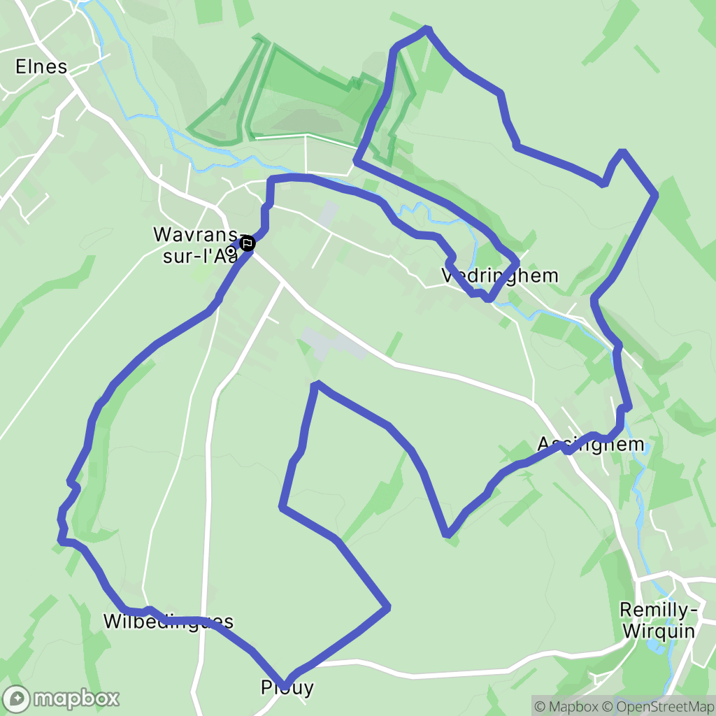 Wavrans-sur-l'Aa : carte du parcours de randonnée - France