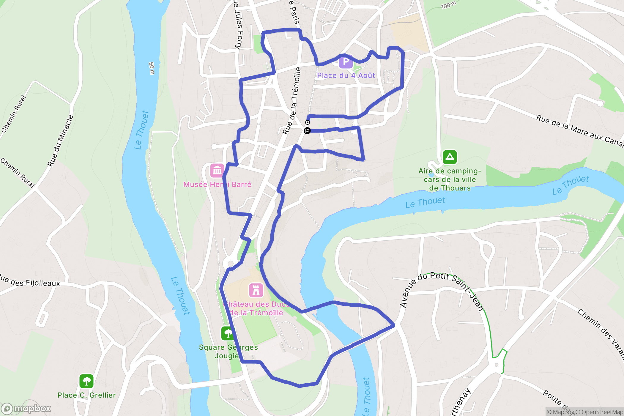 Thouars : carte du parcours de randonnée - France