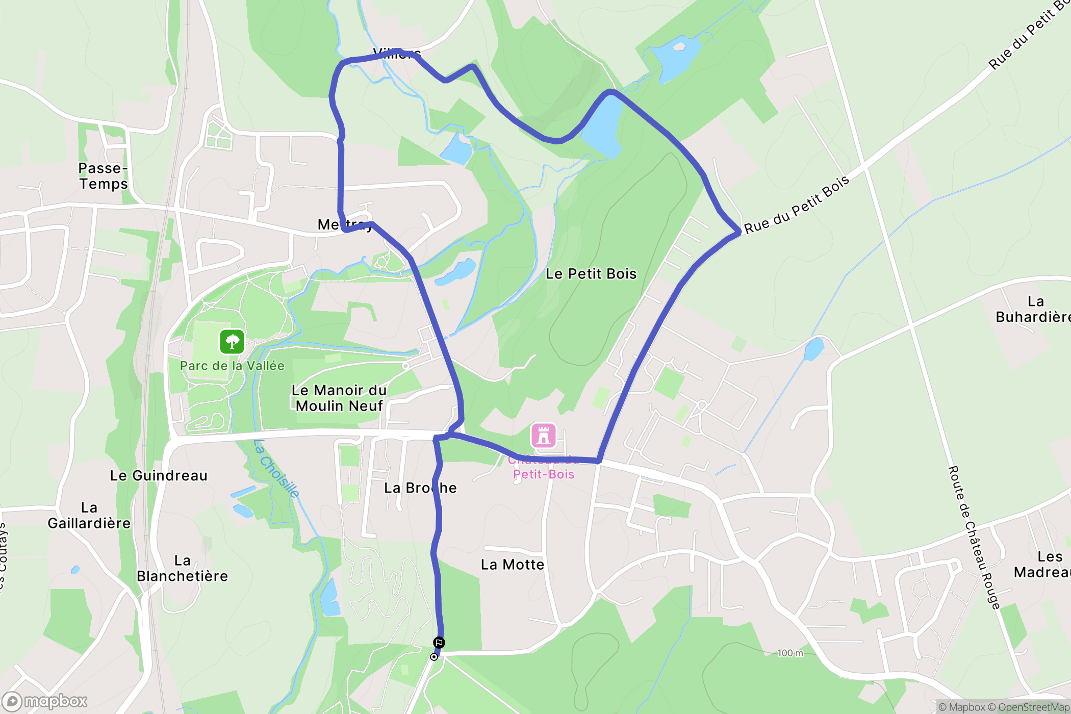 Mettray : carte du parcours de randonnée - France