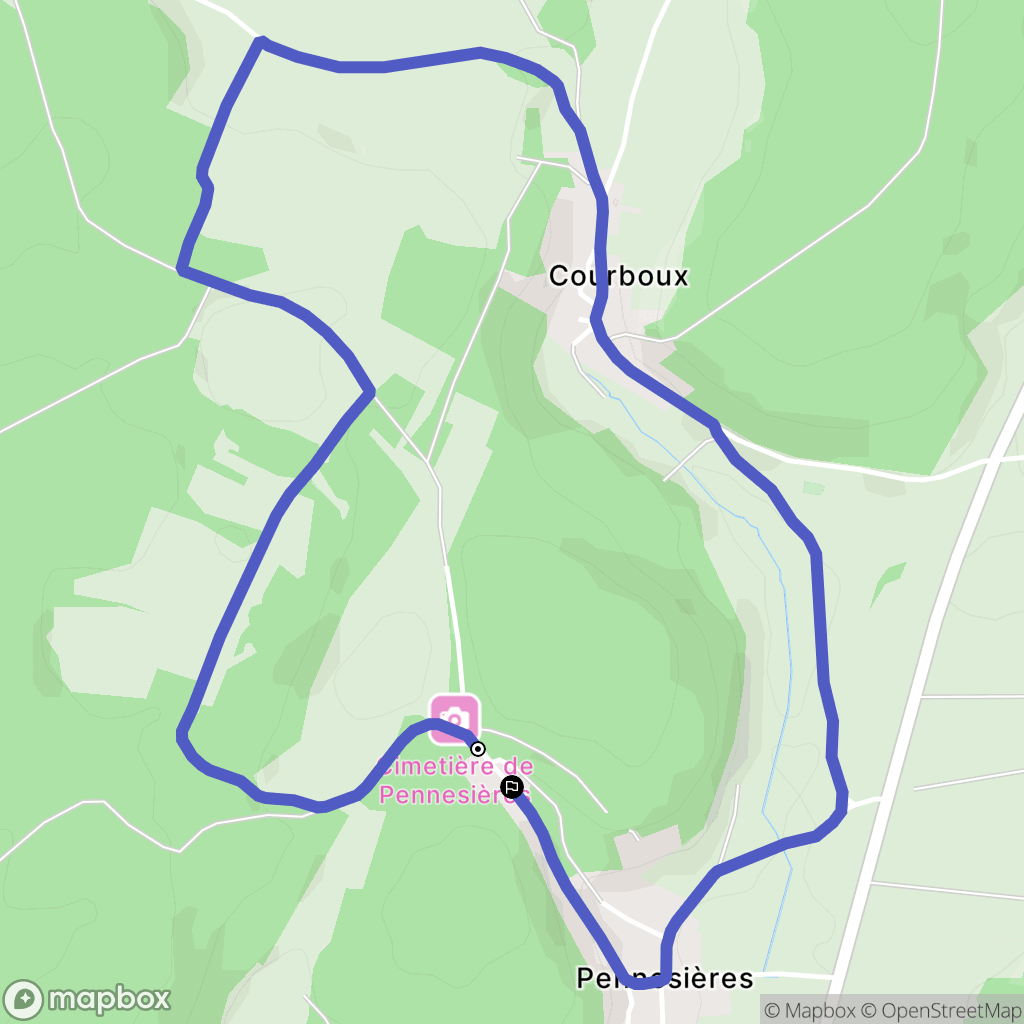 Pennesières : carte du parcours de randonnée - France