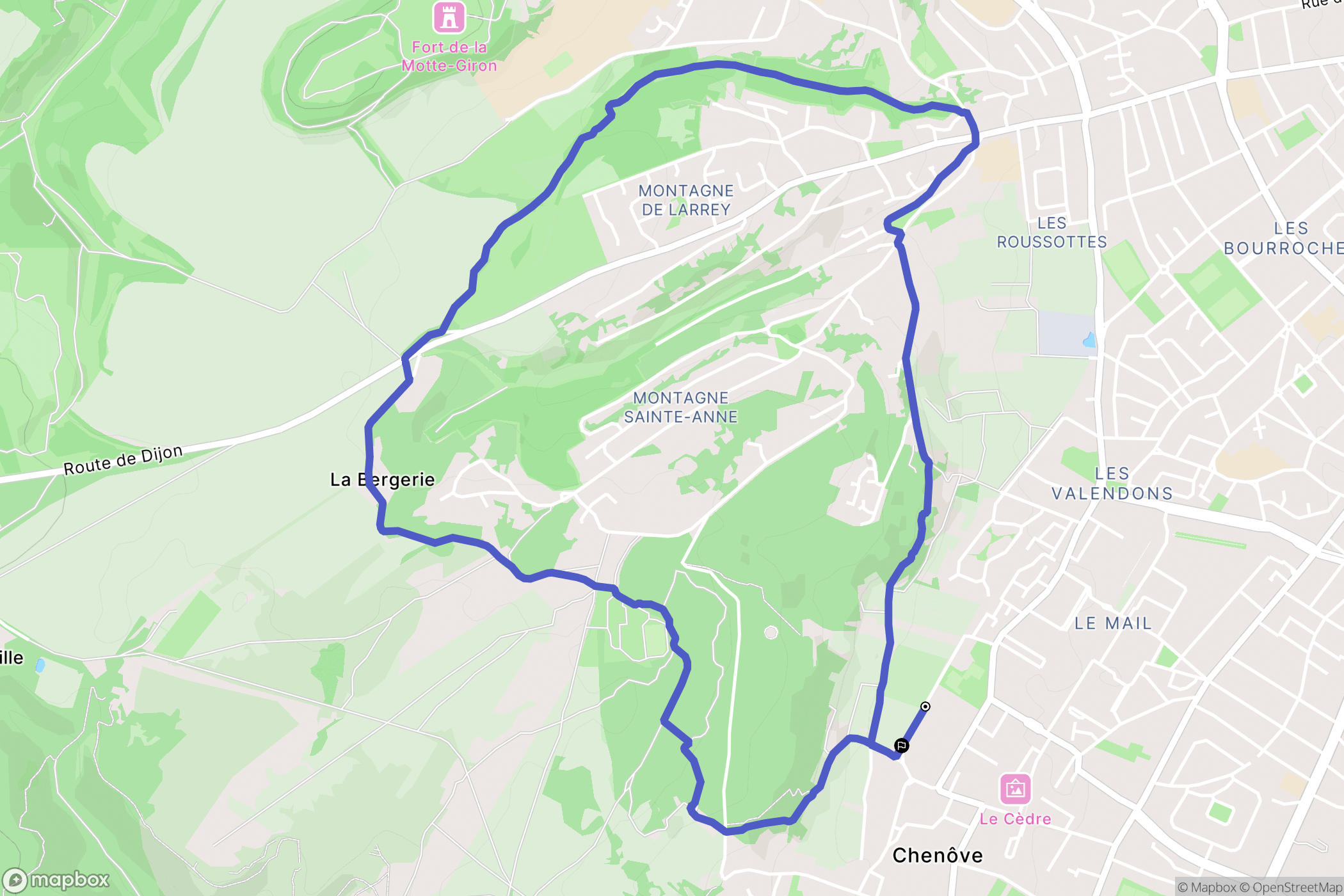 Chenôve : carte du parcours de randonnée - France